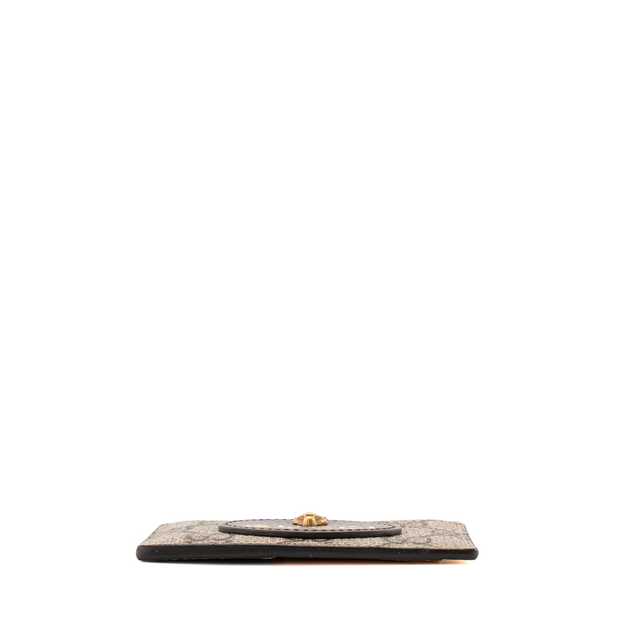 GUCCI - Porte cartes Neo Gucci en toile enduite monogrammée marron et cuir grainé jaune