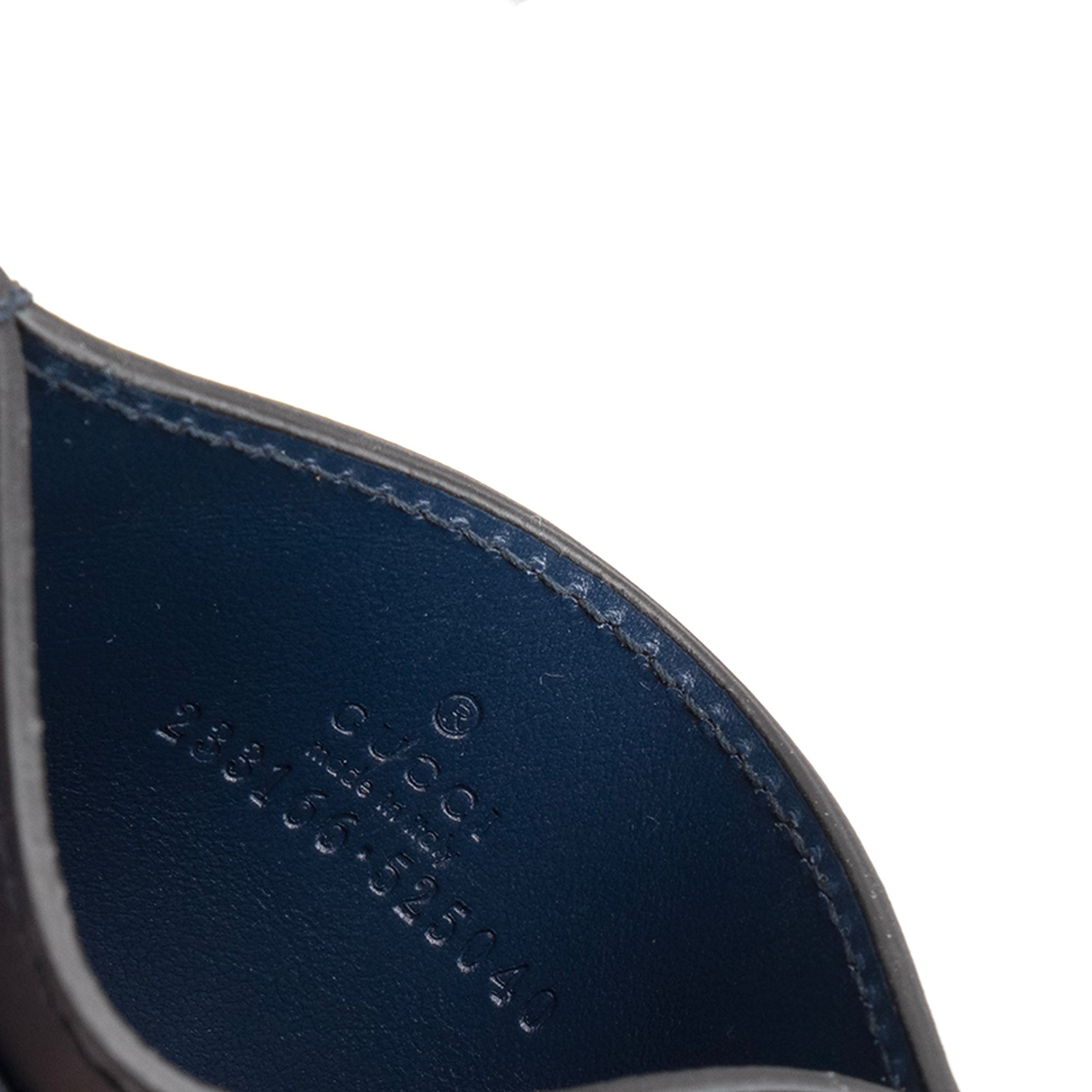 GUCCI - Porte-cartes monogrammé Gucci en denim et cuir bleu