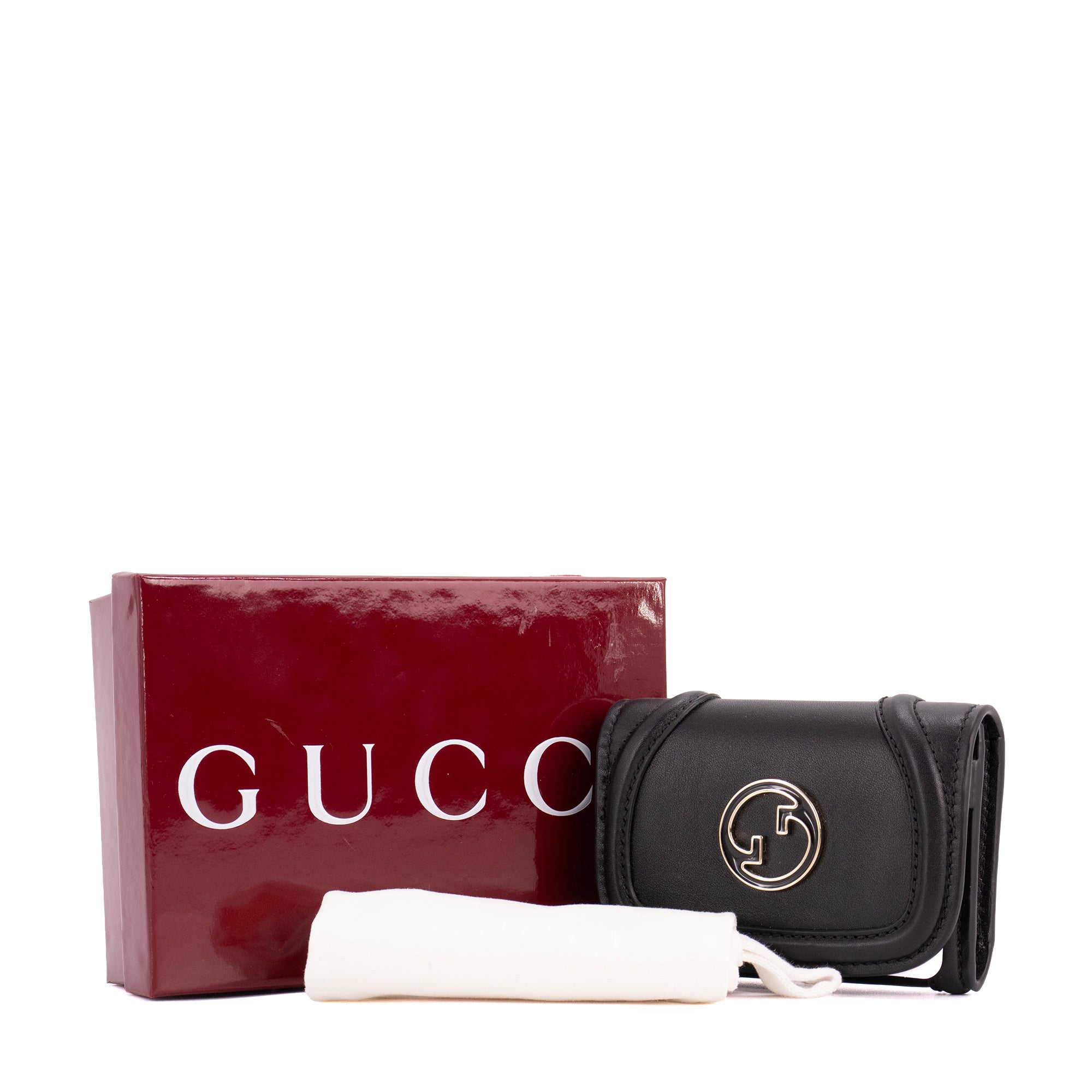 GUCCI - Porte cartes Blondie Gucci en cuir noir