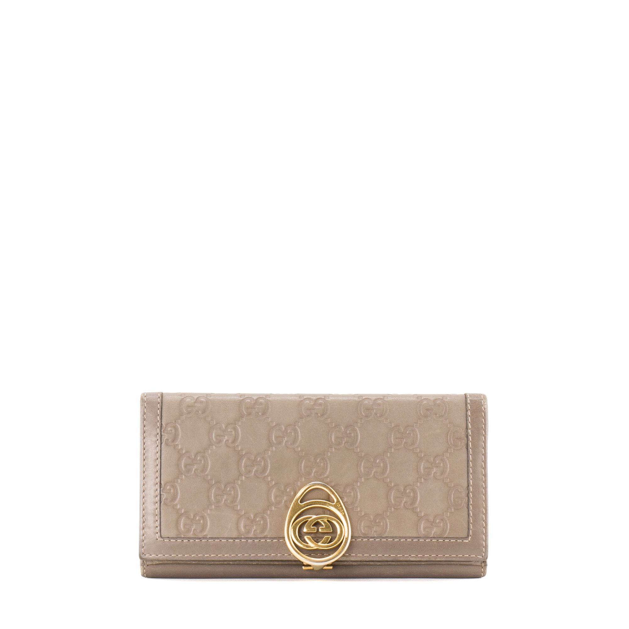 GUCCI - Portefeuille GG Gucci en cuir monogrammé gris