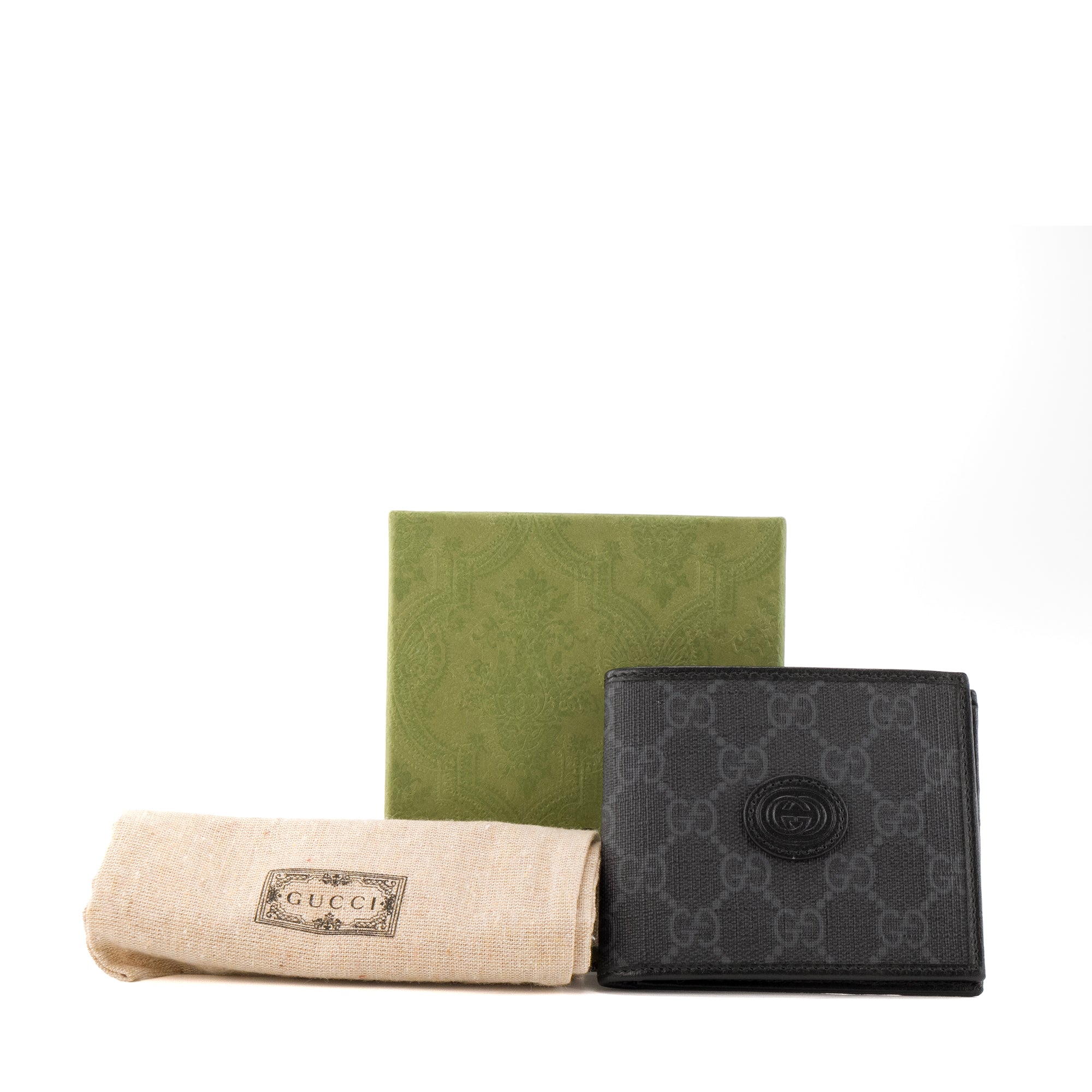 GUCCI - Portefeuille GG Gucci en toile enduite monogrammée grise