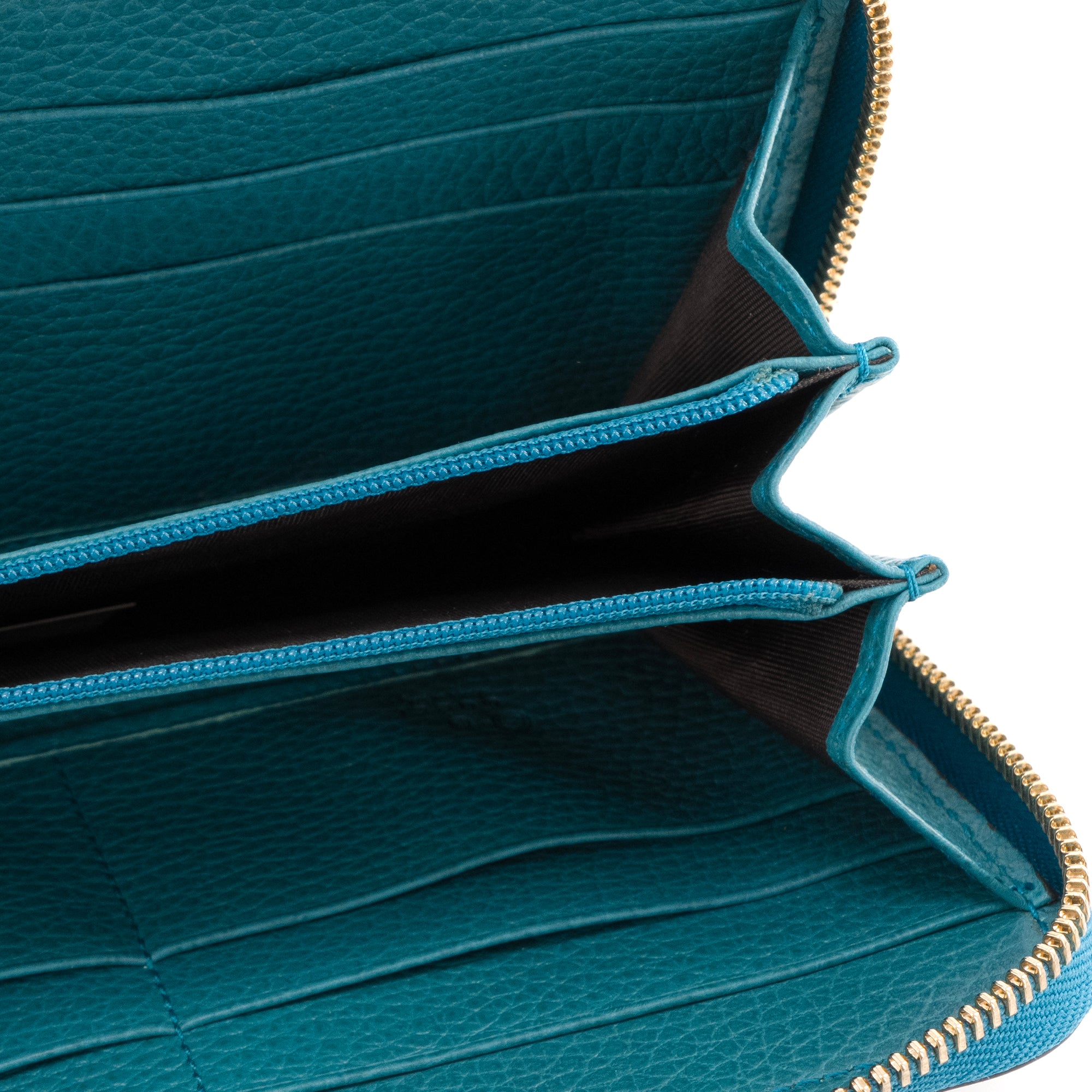 GUCCI - Portefeuille GG Marmont Gucci en cuir grainé bleu