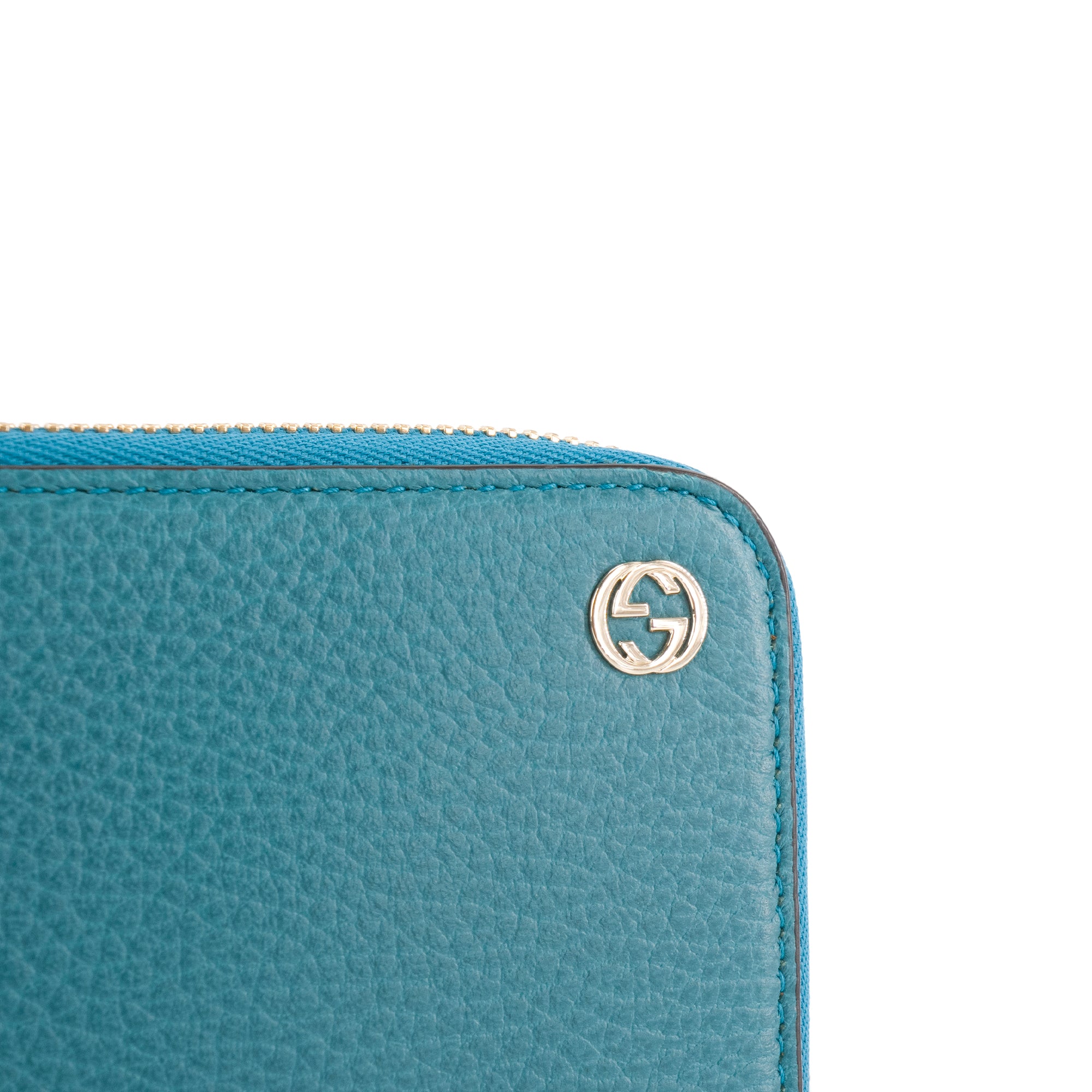 GUCCI - Portefeuille GG Marmont Gucci en cuir grainé bleu