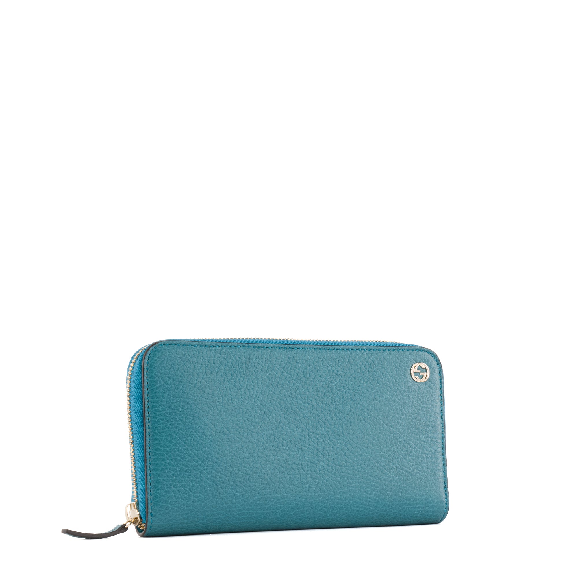 GUCCI - Portefeuille GG Marmont Gucci en cuir grainé bleu