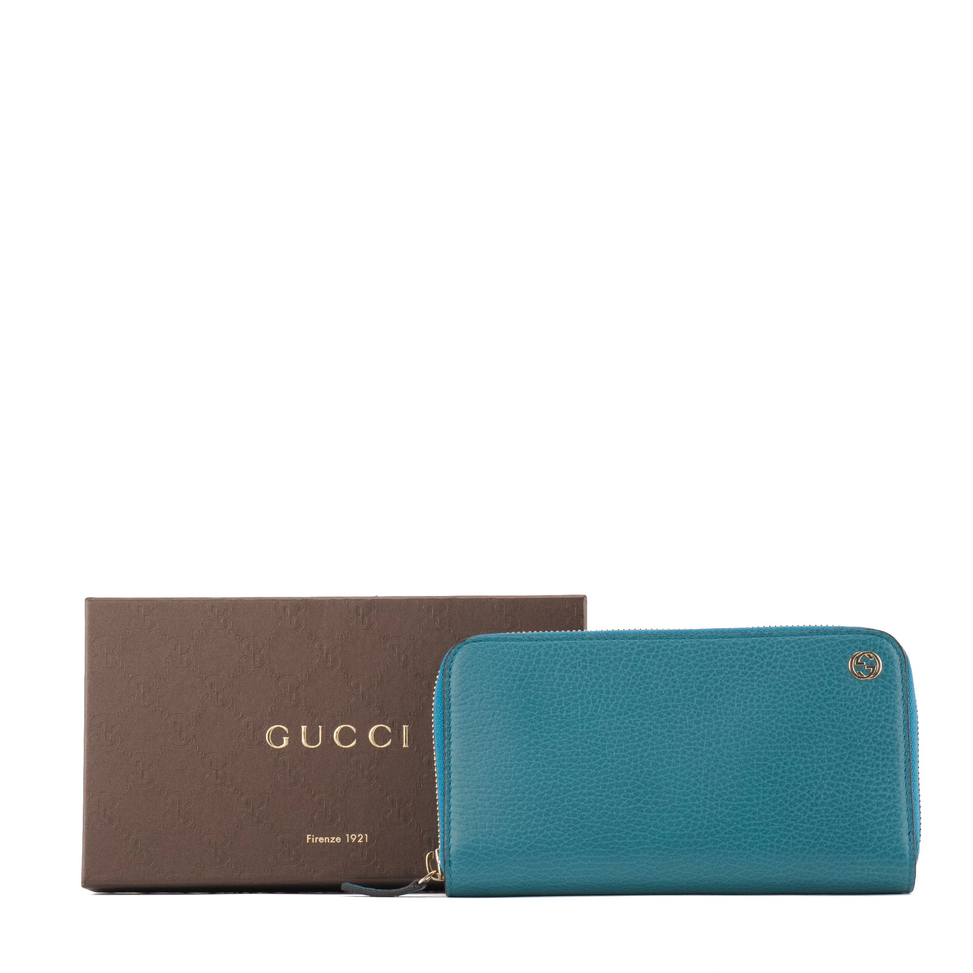 GUCCI - Portefeuille GG Marmont Gucci en cuir grainé bleu