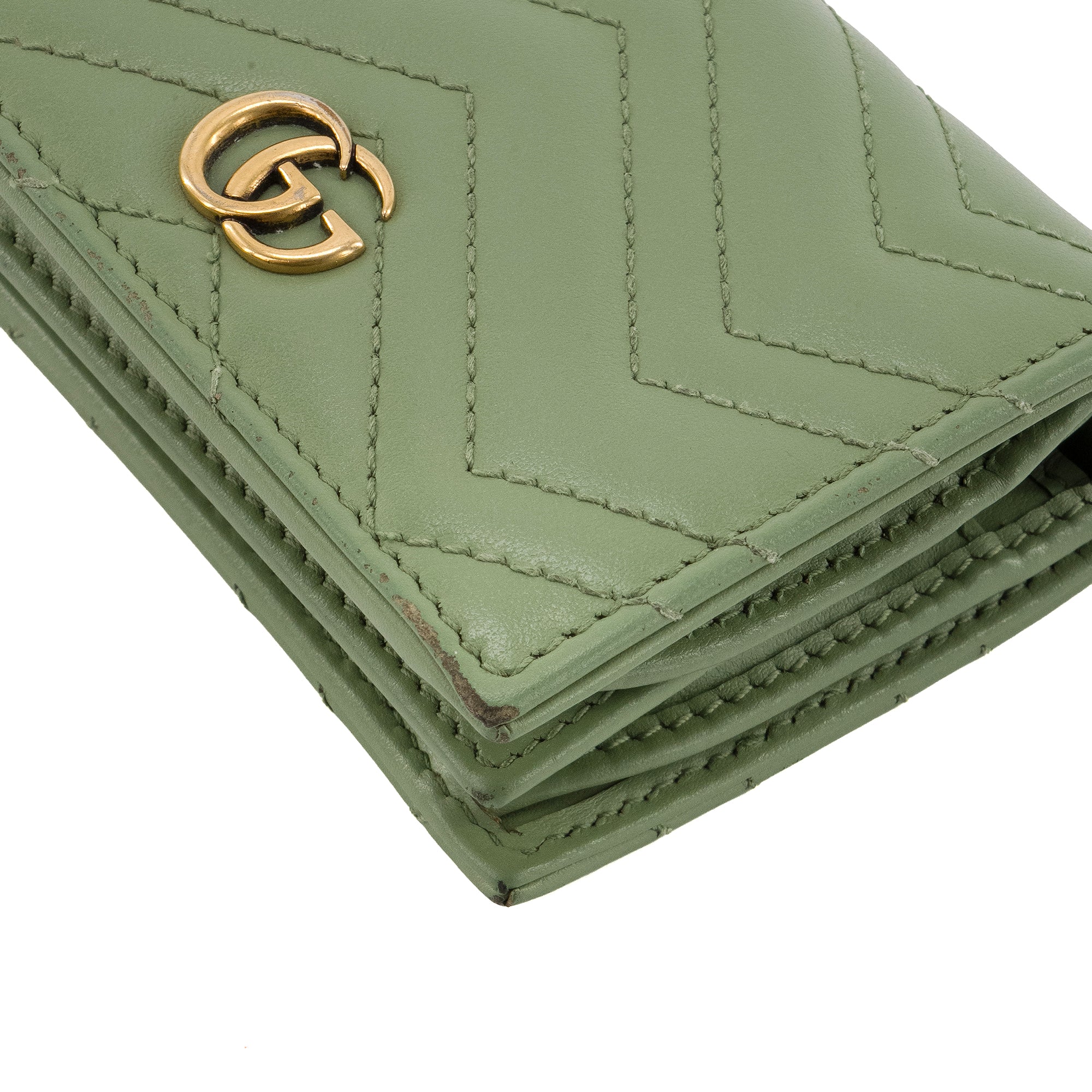 GUCCI - Portefeuille GG Marmont Gucci en cuir vert d'eau