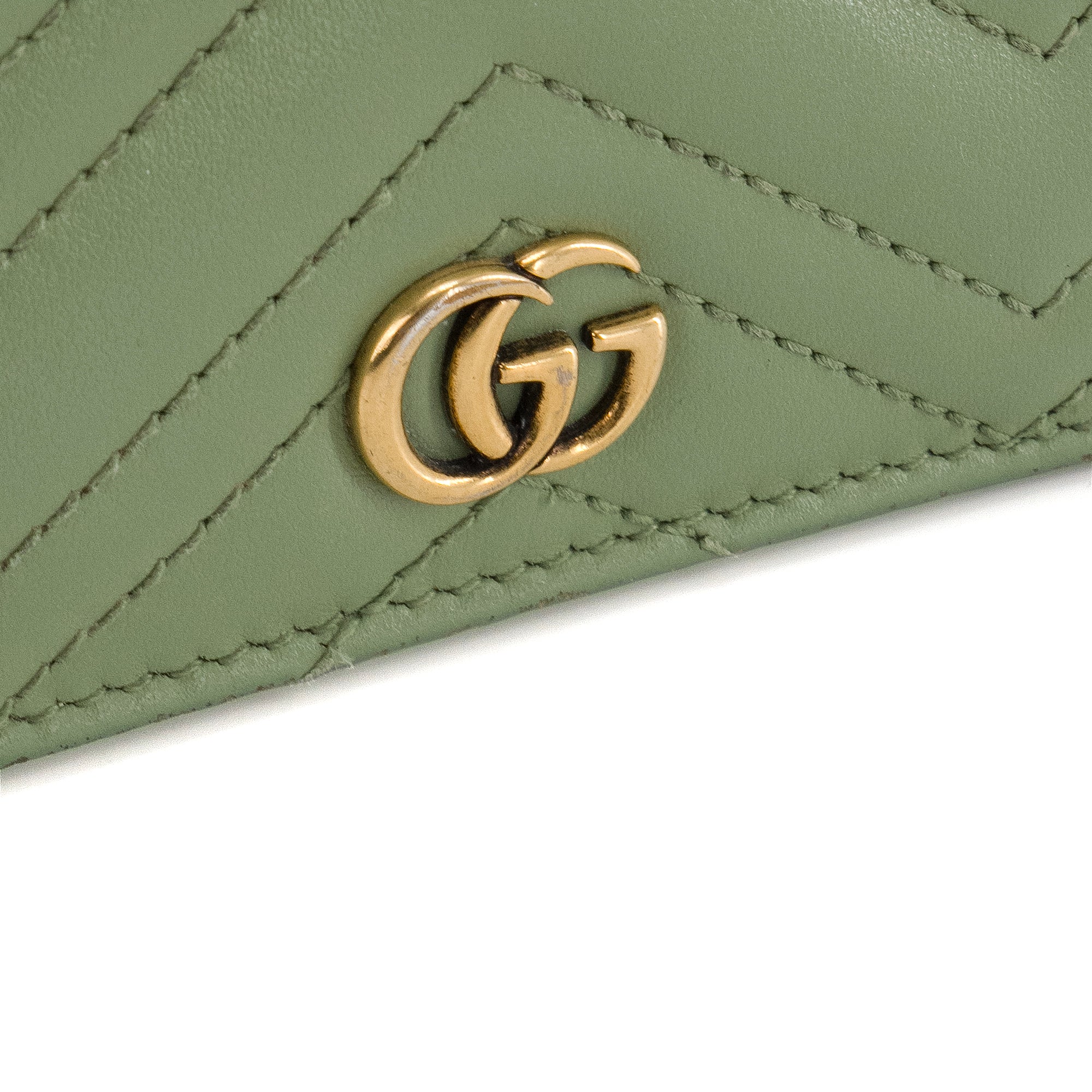 GUCCI - Portefeuille GG Marmont Gucci en cuir vert d'eau