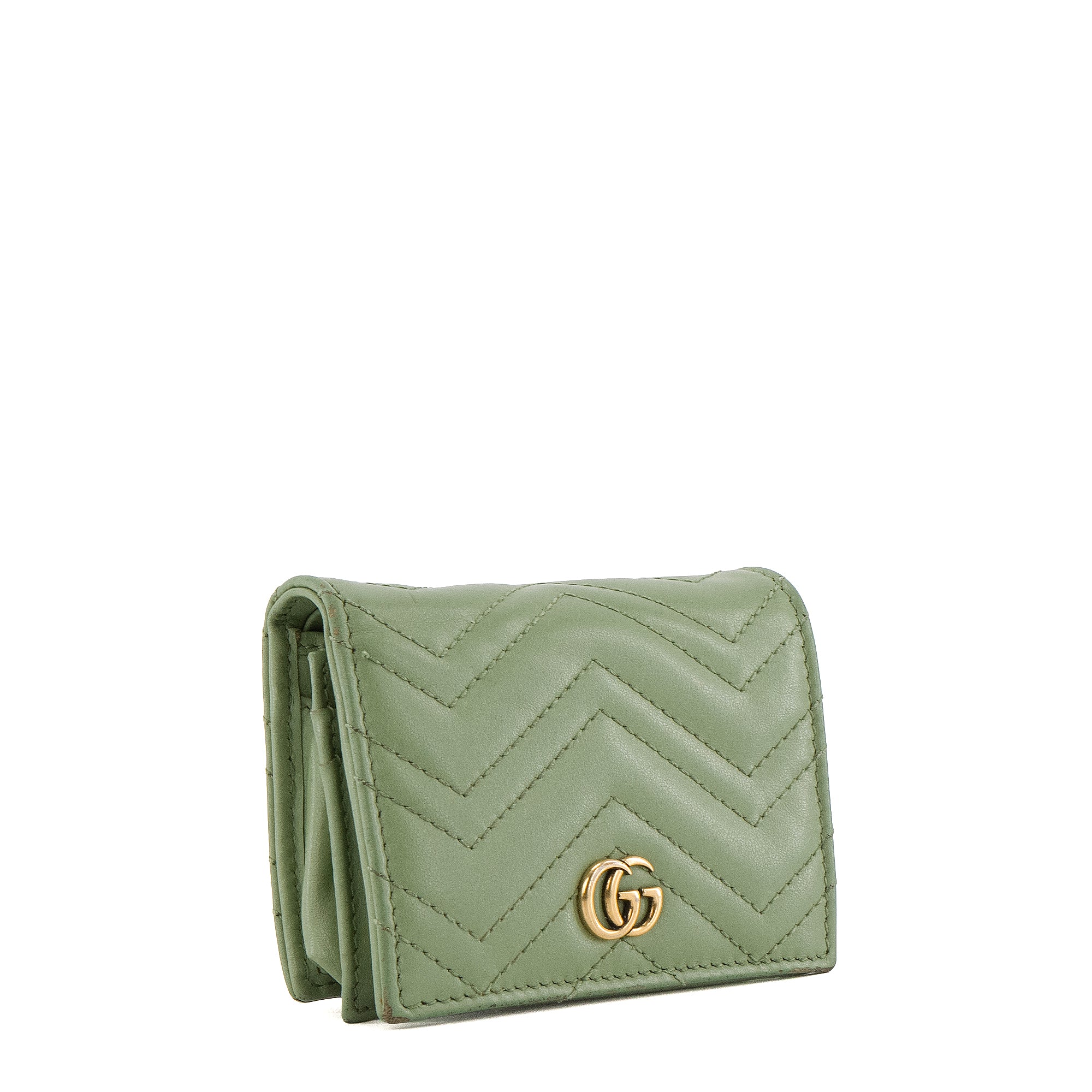 GUCCI - Portefeuille GG Marmont Gucci en cuir vert d'eau