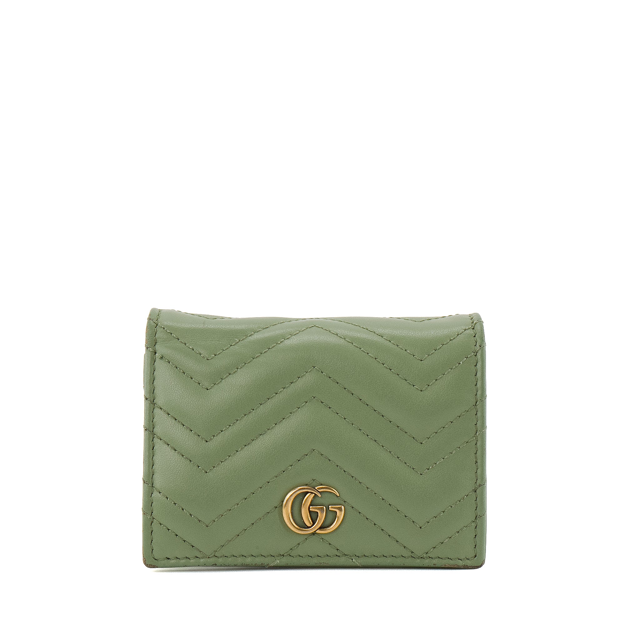 GUCCI - Portefeuille GG Marmont Gucci en cuir vert d'eau