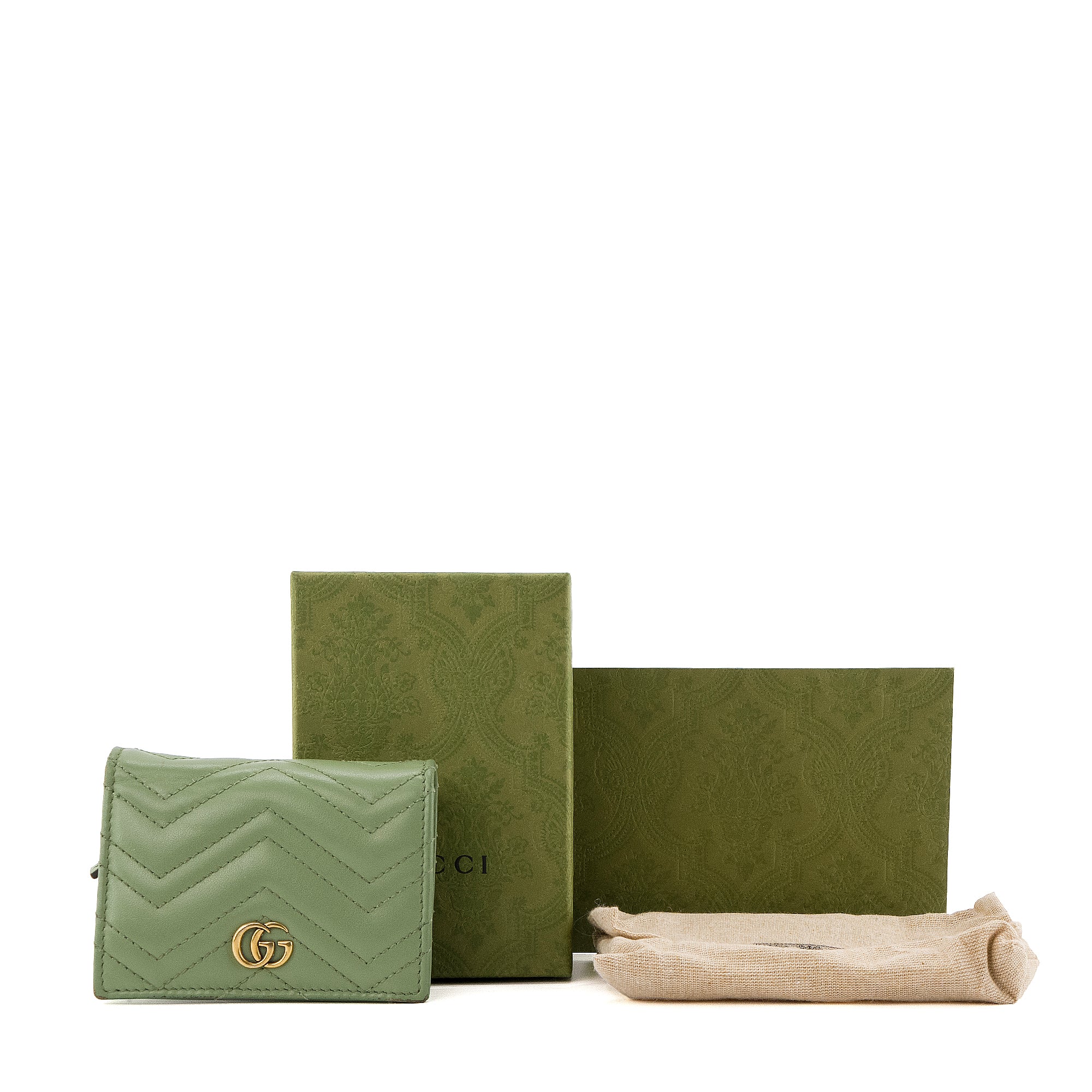 GUCCI - Portefeuille GG Marmont Gucci en cuir vert d'eau