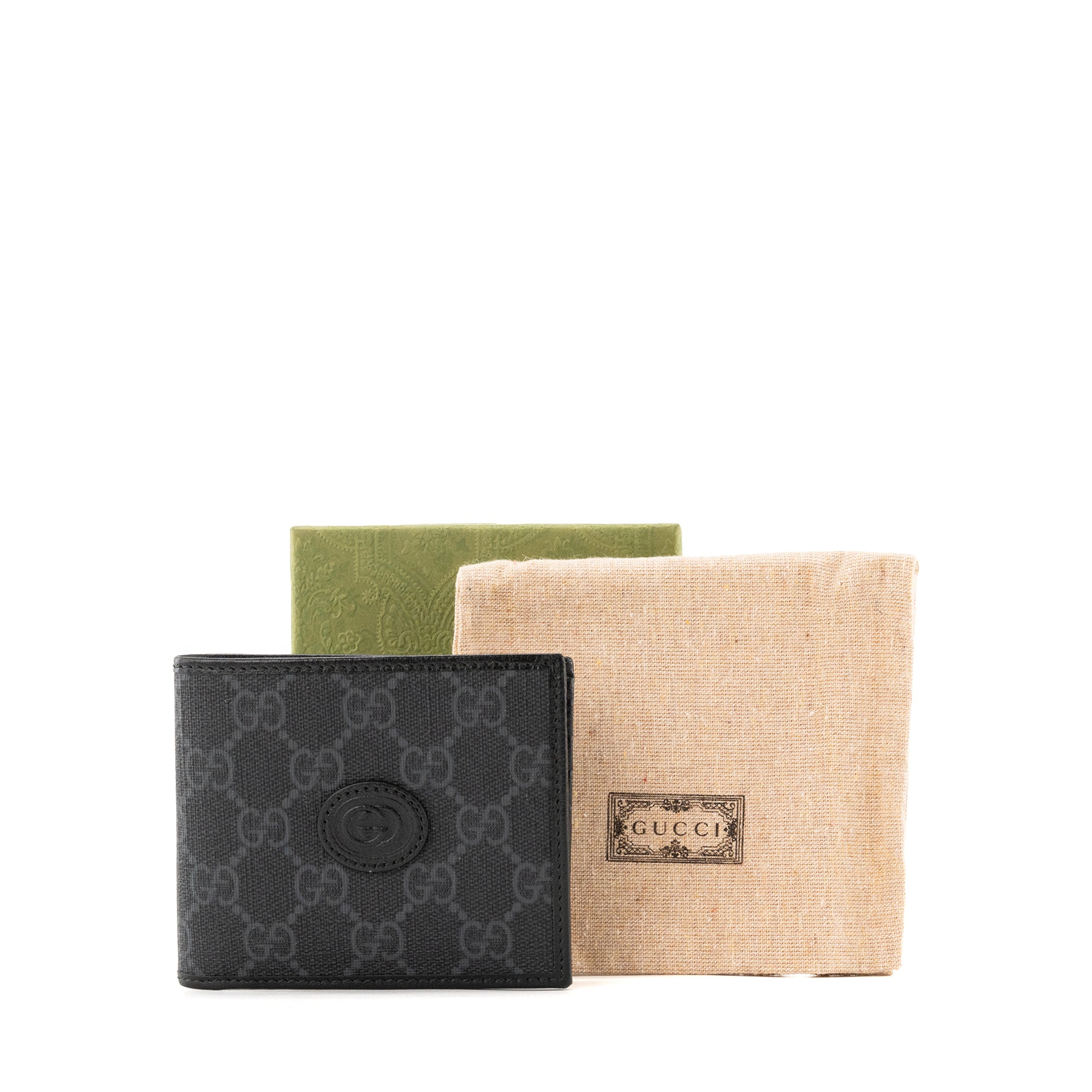 GUCCI - Portefeuille GG Supreme Gucci en toile enduite monogrammée noire et grise