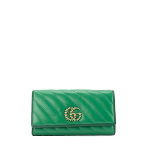 GUCCI - Portefeuille Marmont Continental Gucci en cuir grainé vert édition limitée