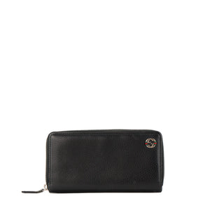 GUCCI - Portefeuille Zippé GG Gucci en cuir grainé noir
