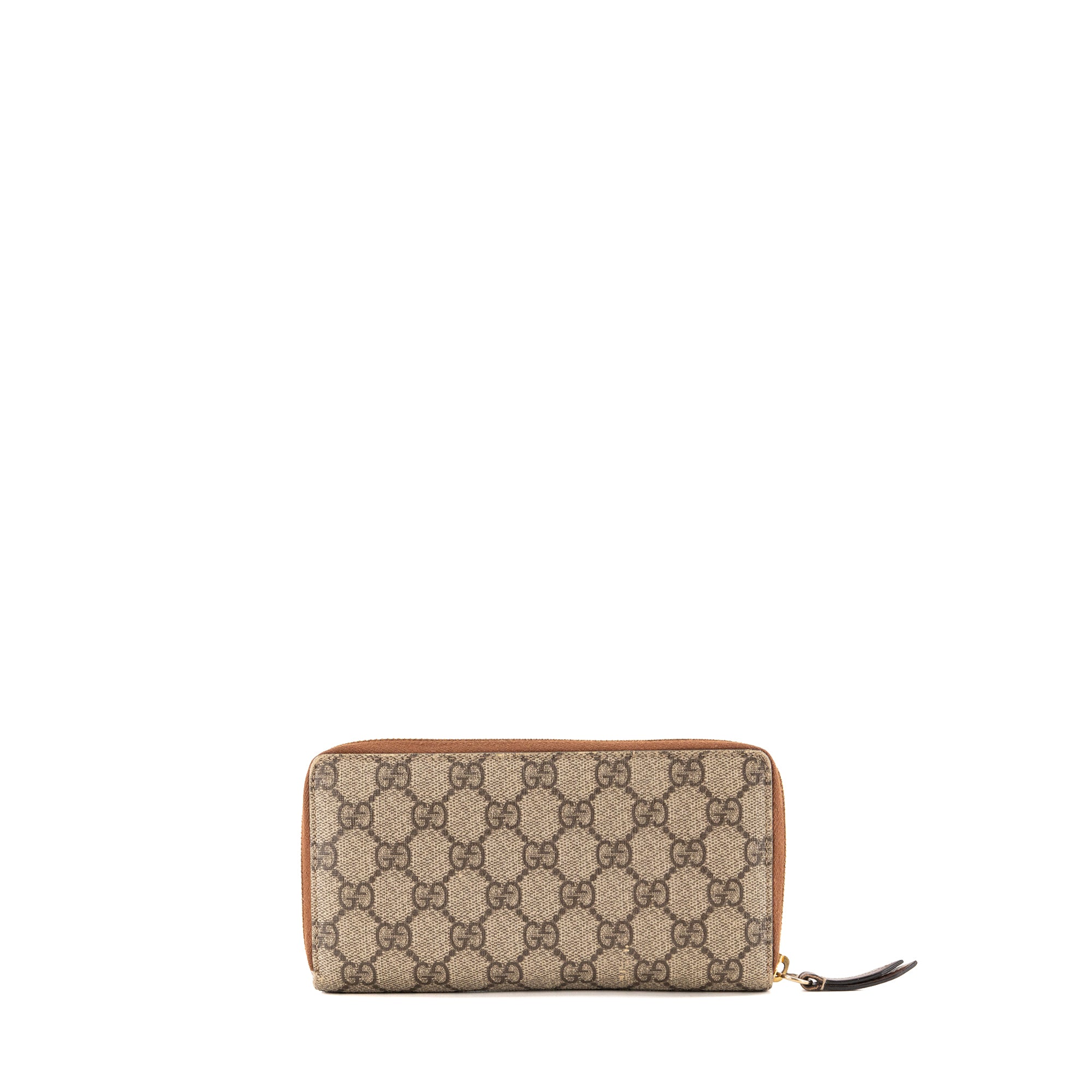 GUCCI - Portefeuille Zippé Gucci en toile enduite monogrammée marron