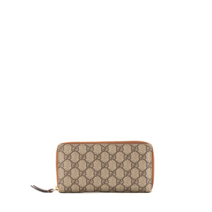 GUCCI - Portefeuille Zippé Gucci en toile enduite monogrammée marron