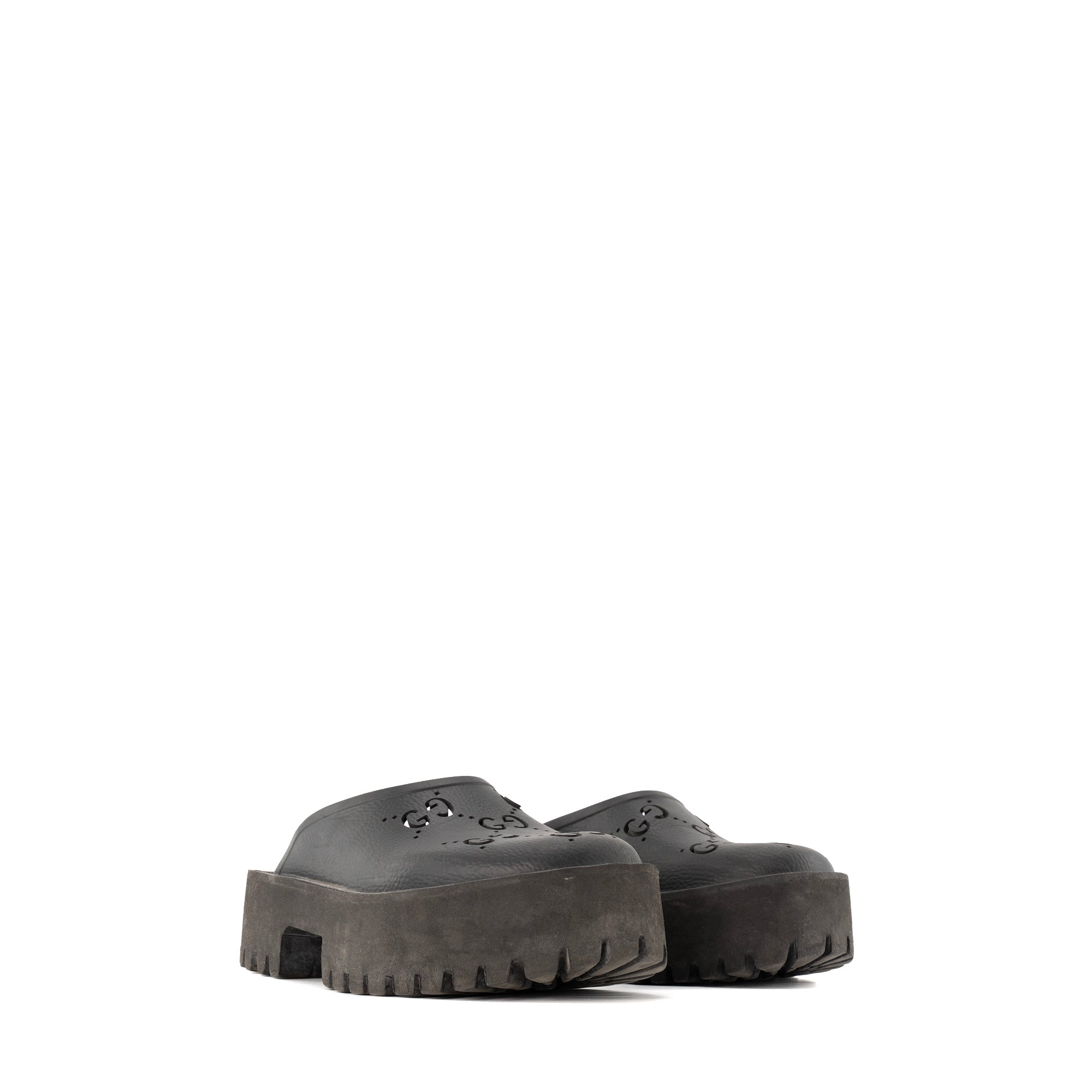 GUCCI - Sabots Rubber GG Gucci en caoutchouc noir (T39)