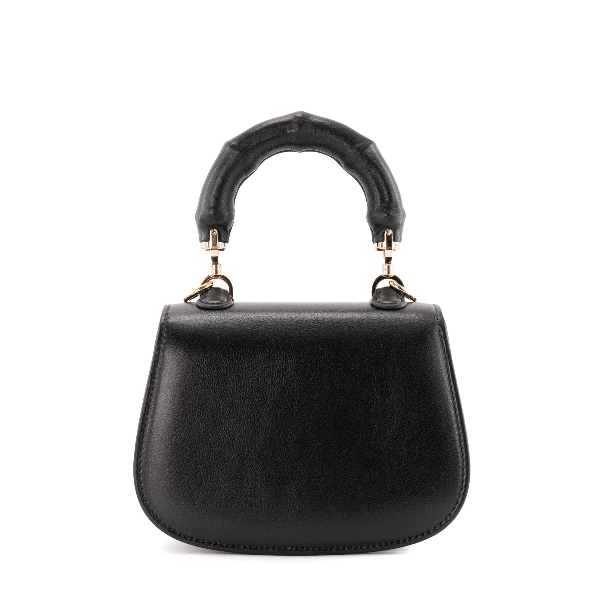 GUCCI - Sac à bandoulière Bamboo 1947 mini format Gucci en cuir noir