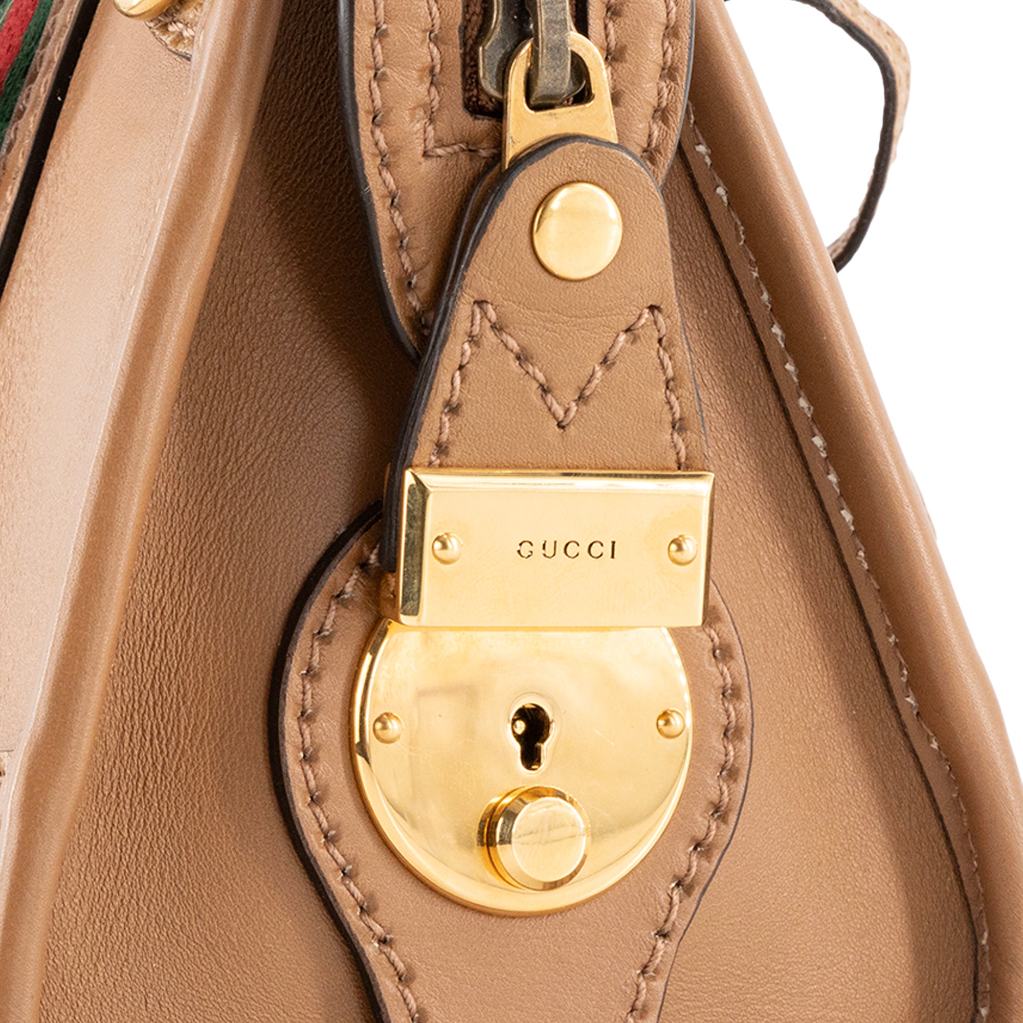 GUCCI - Sac à bandoulière Bauletto Gucci en cuir lisse marron