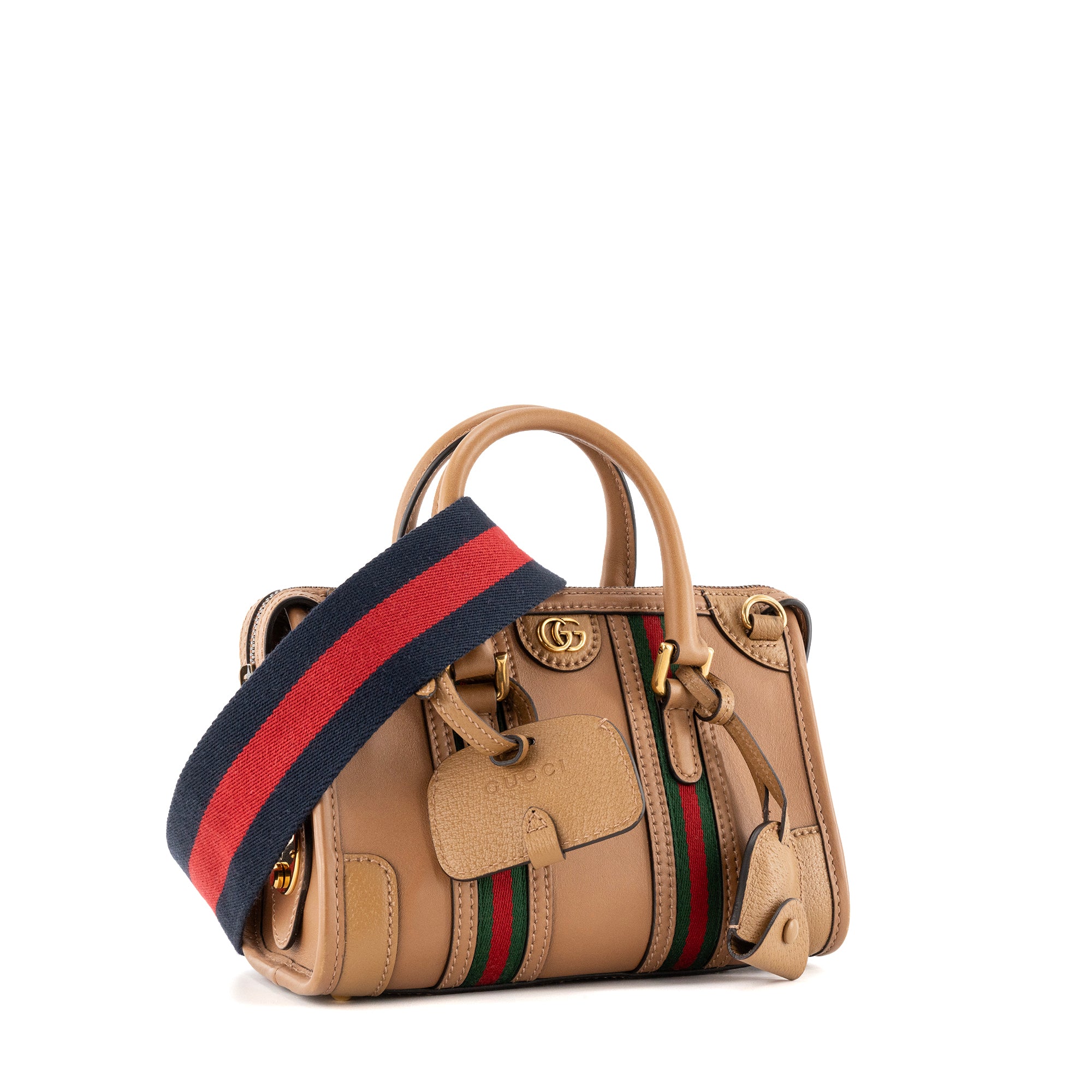 GUCCI - Sac à bandoulière Bauletto Gucci en cuir lisse marron