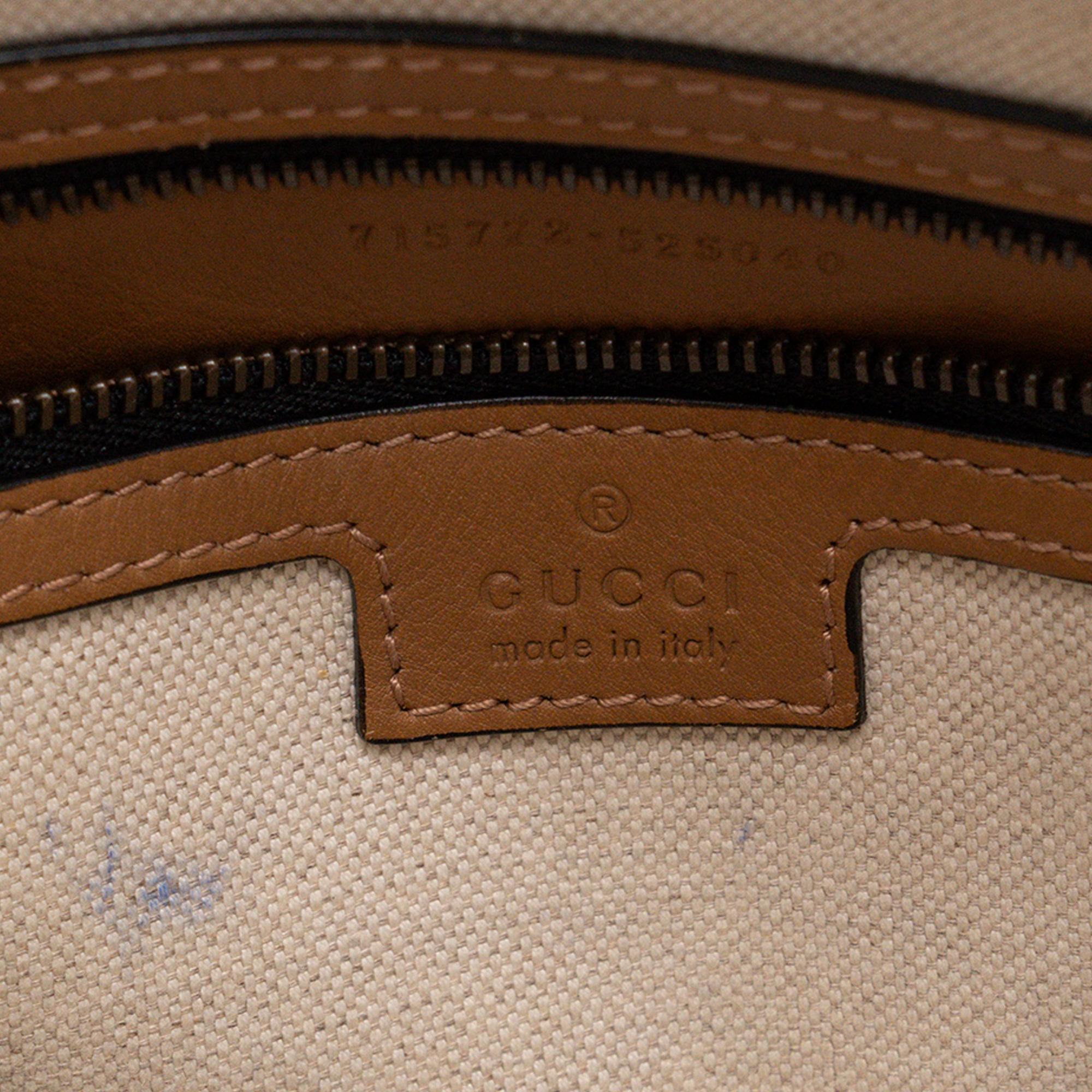 GUCCI - Sac à bandoulière Bauletto Gucci en toile monogrammée noire et cuir marron