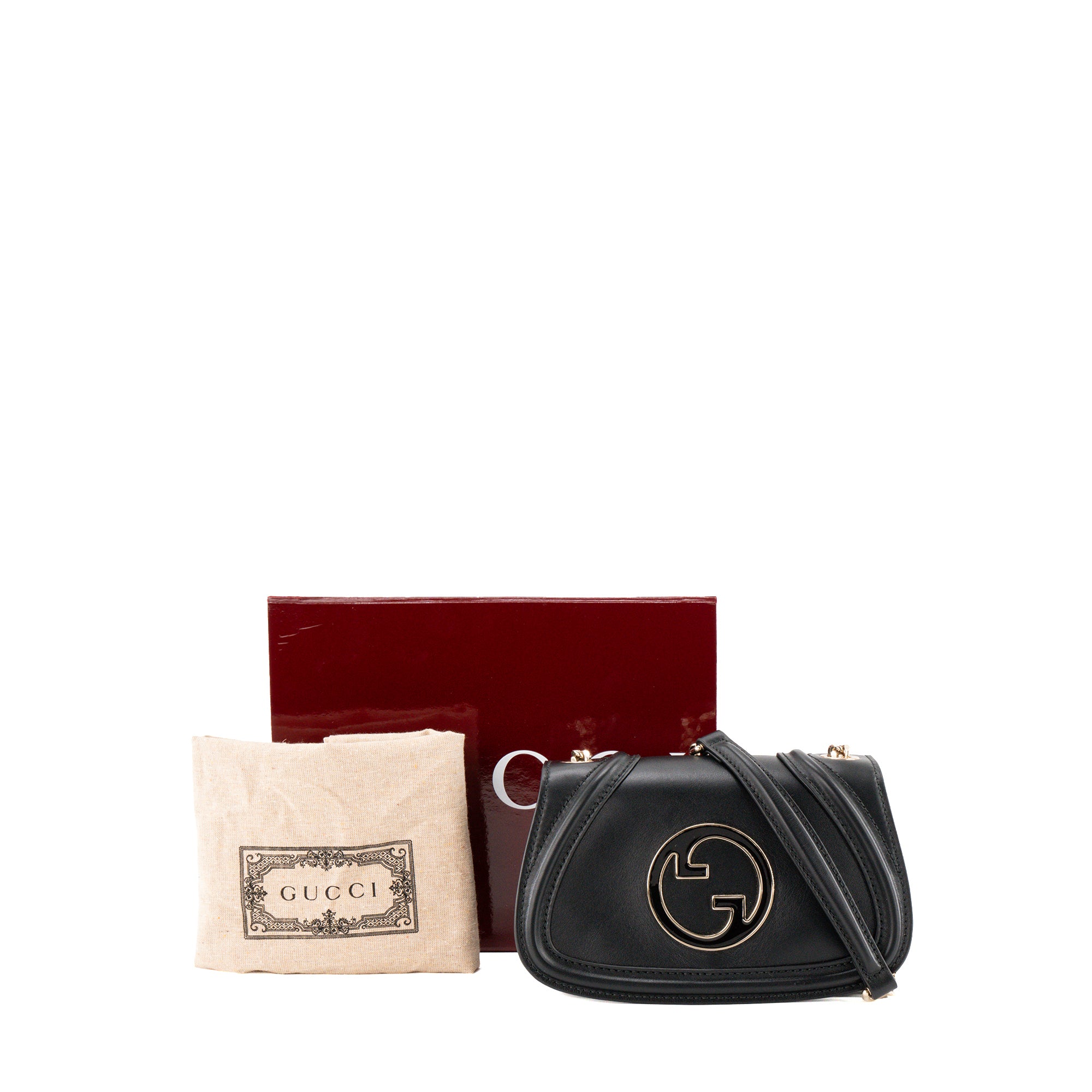 GUCCI - Sac à bandoulière Blondie Gucci en cuir lisse noir