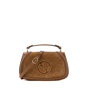 GUCCI - Sac à bandoulière Blondie Large Gucci en daim et cuir marron