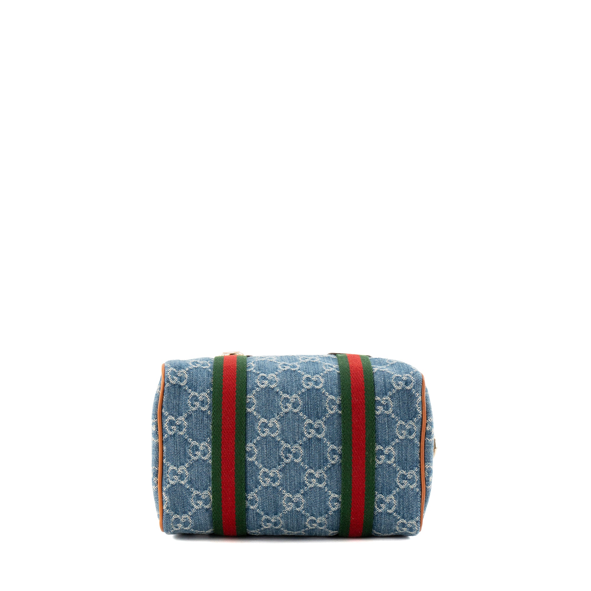 GUCCI - Sac à bandoulière Boston Gucci en denim bleu et cuir marron