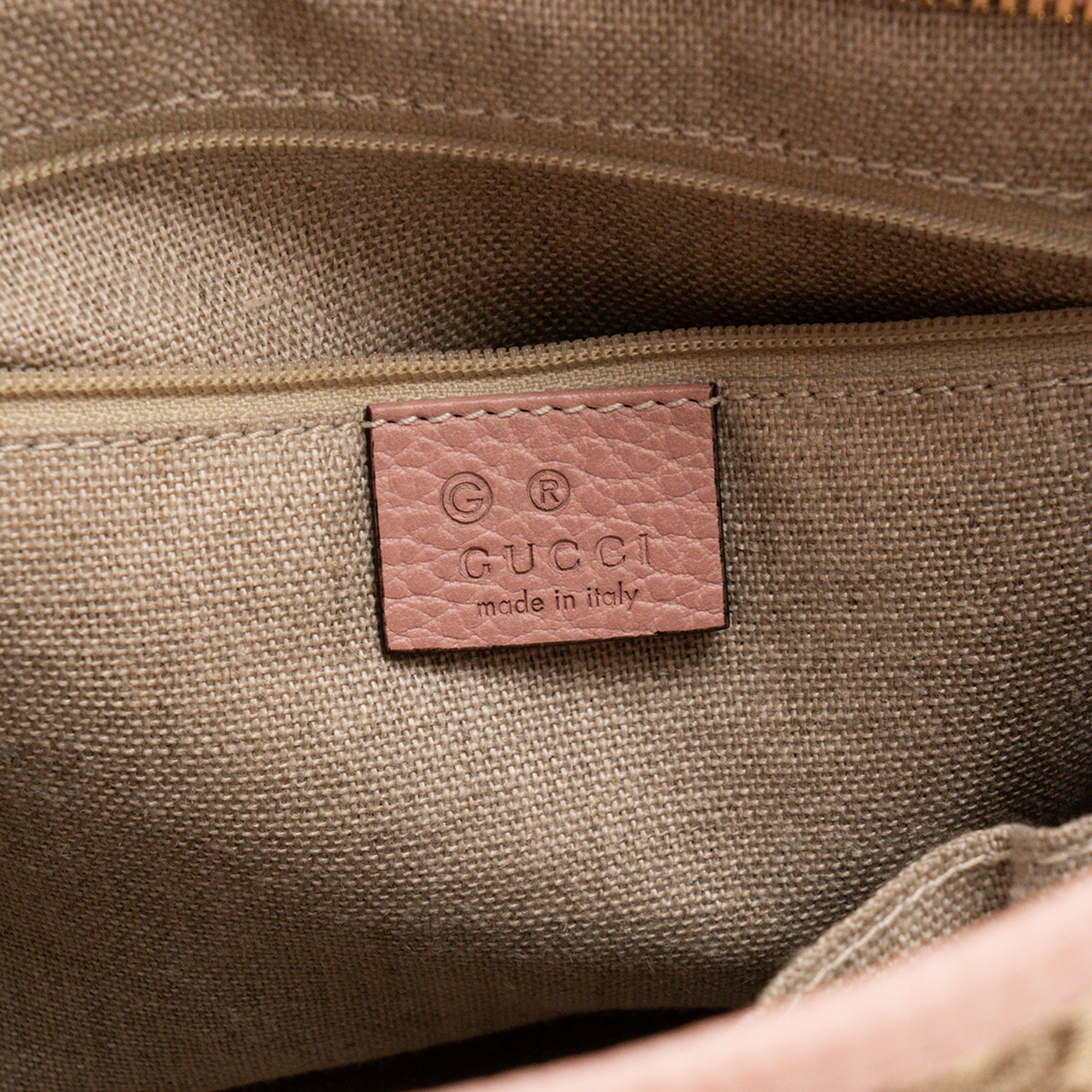GUCCI - Sac à bandoulière Bree Gucci en toile monogrammée marron et cuir grainé rose