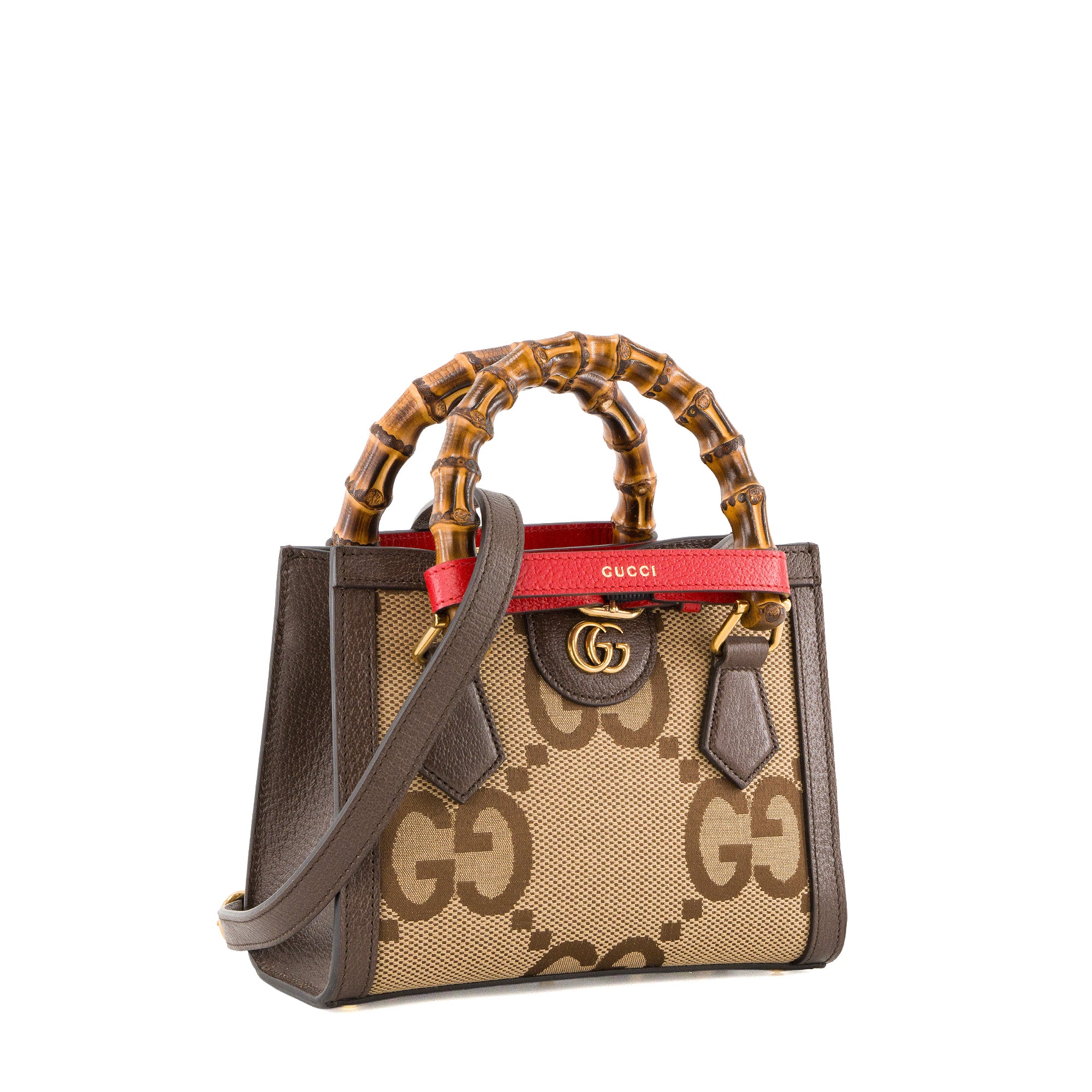 GUCCI - Sac à bandoulière Diana mini Gucci en toile monogrammée et cuir grainé marron