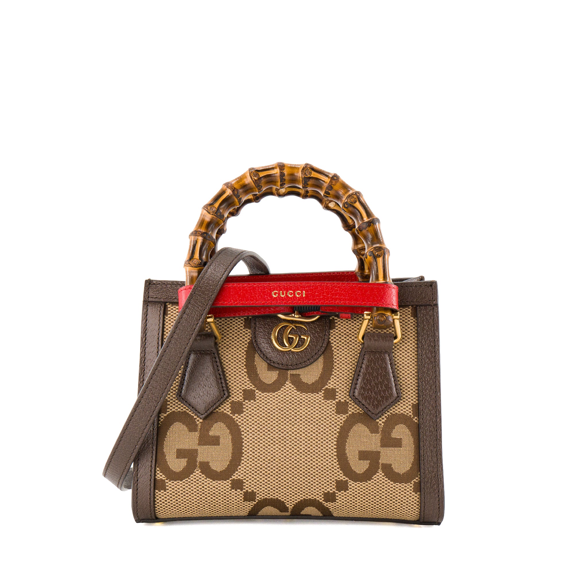 GUCCI - Sac à bandoulière Diana mini Gucci en toile monogrammée et cuir grainé marron