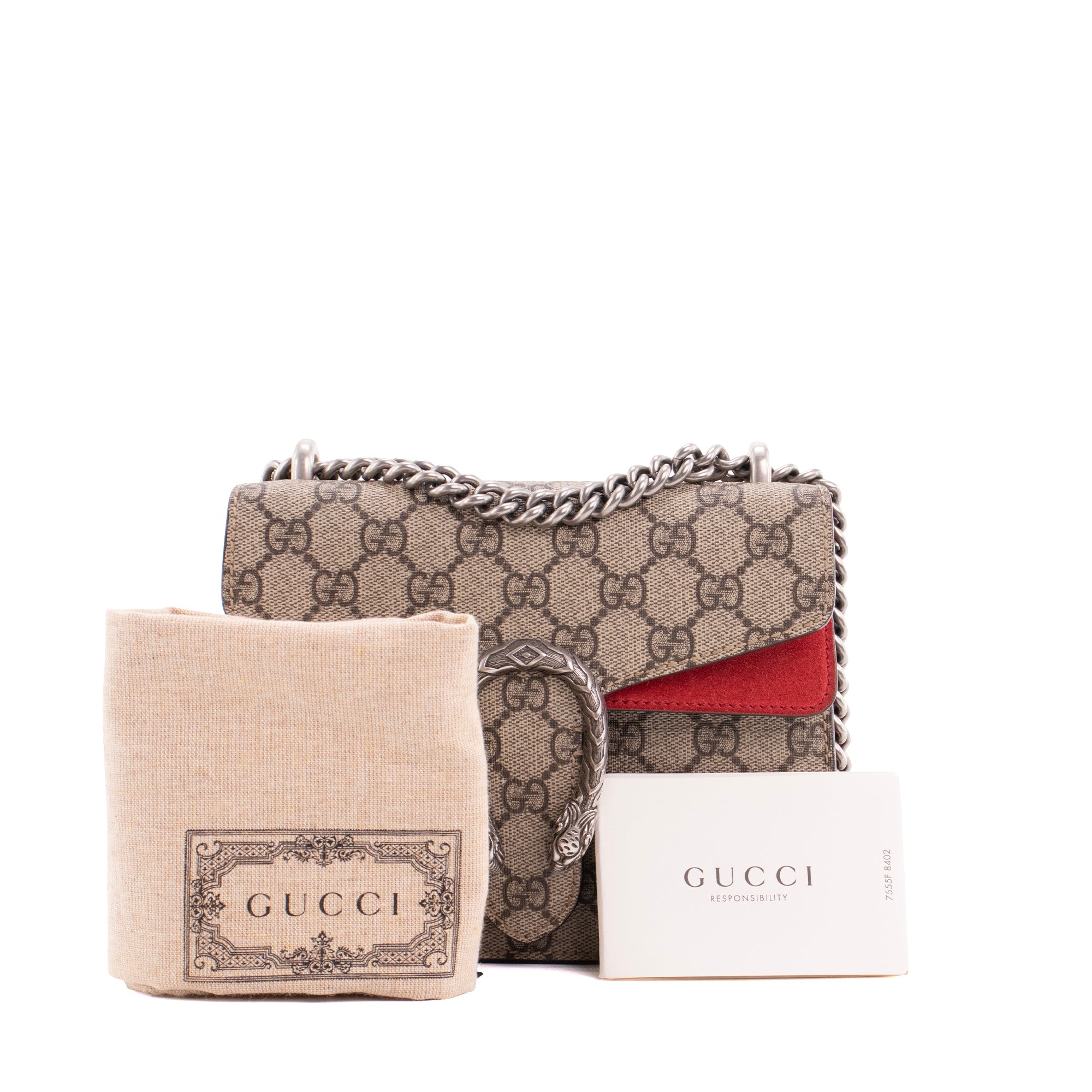 GUCCI - Sac à bandoulière Dionysus Gucci en toile enduite et daim rouge