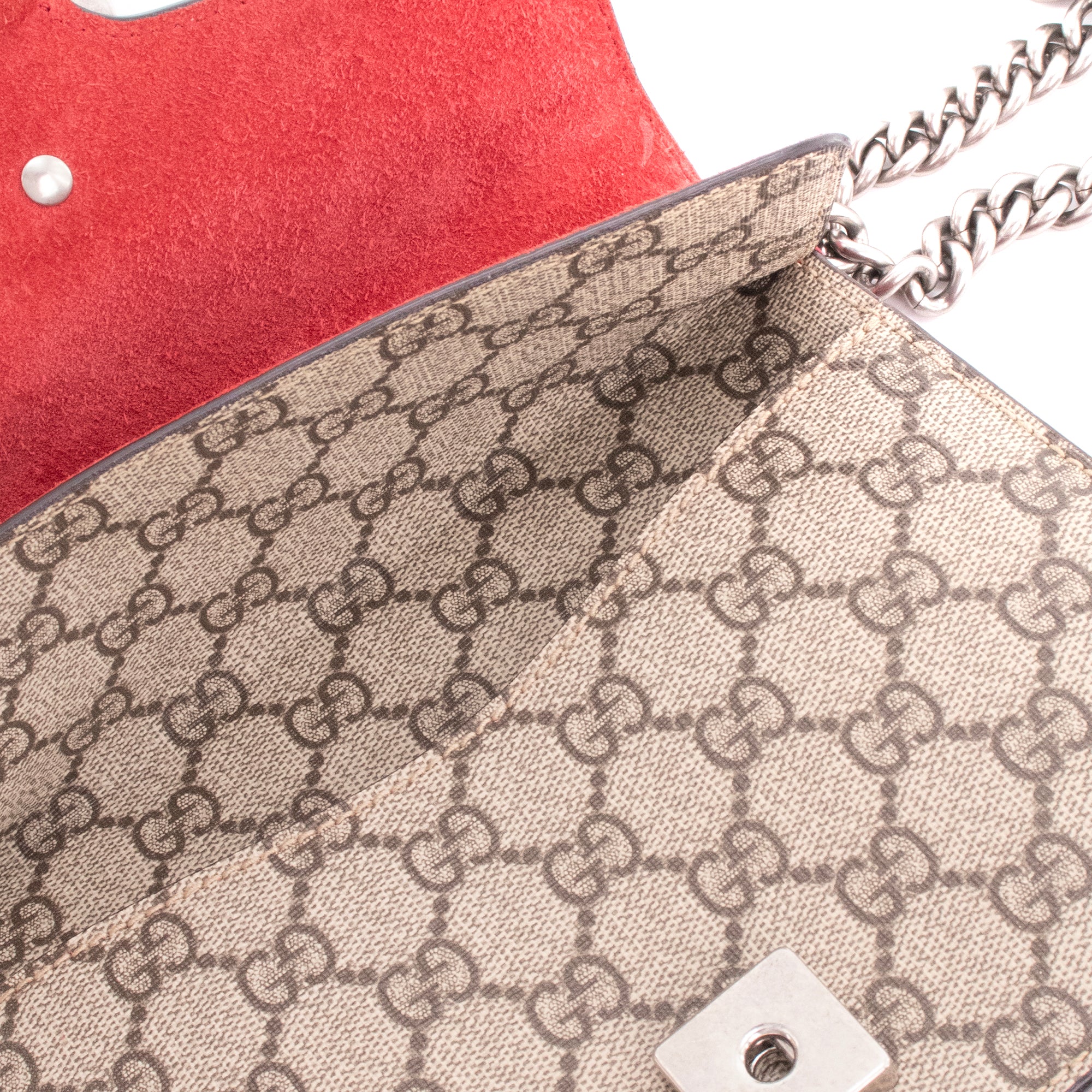GUCCI - Sac à bandoulière Dionysus Gucci en toile enduite et daim rouge