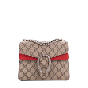GUCCI - Gucci Dionysus shoulder bag in coated canvas and red suede