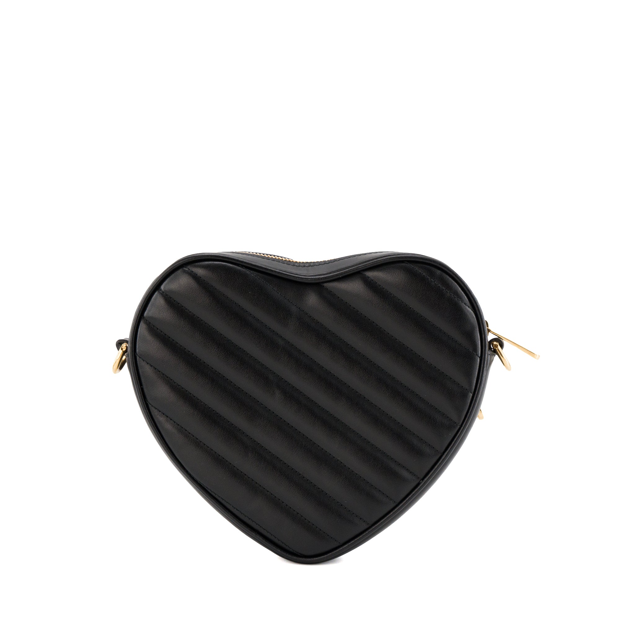 GUCCI - Sac à bandoulière GG Interlocking Heart Gucci en cuir lisse noir