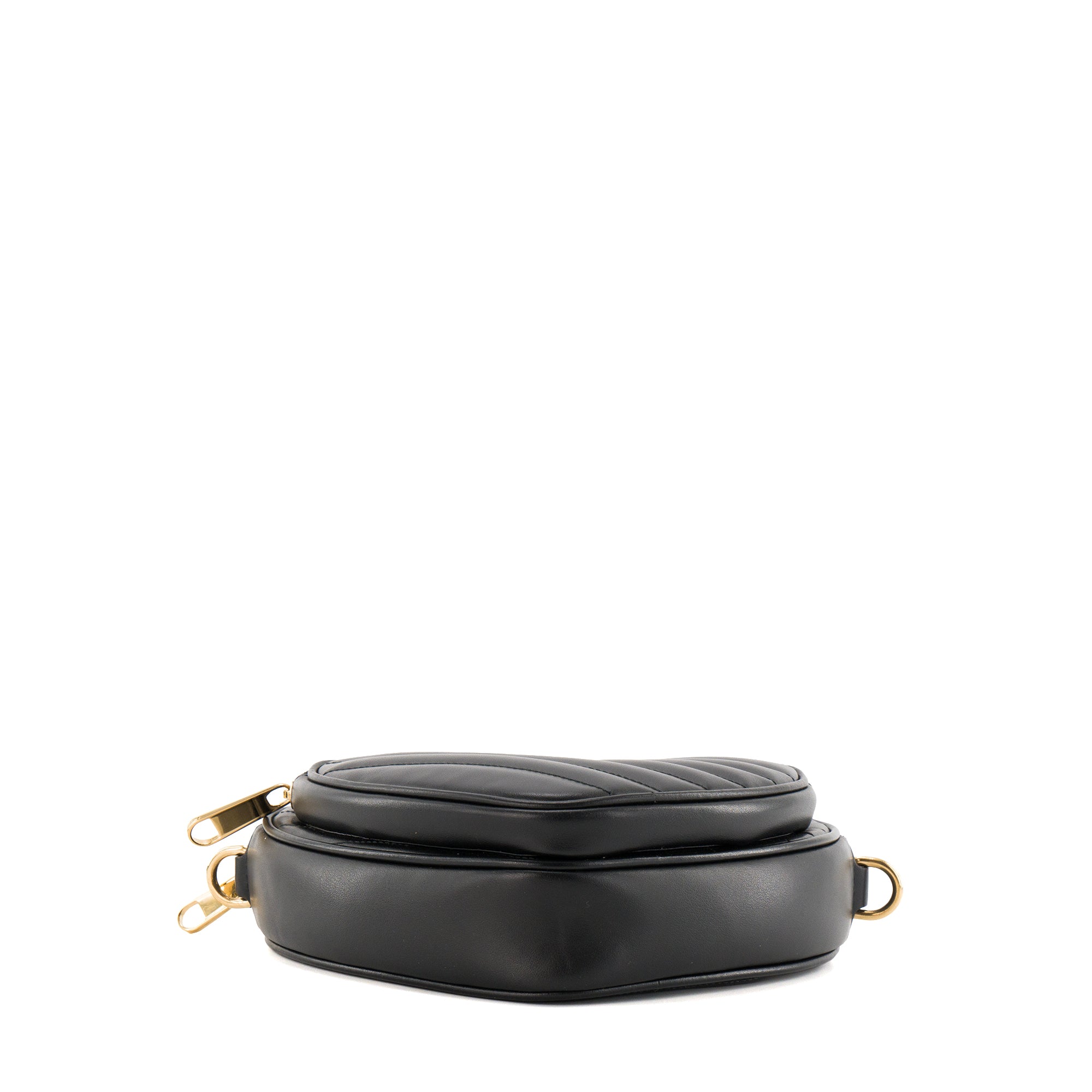 GUCCI - Sac à bandoulière GG Interlocking Heart Gucci en cuir lisse noir