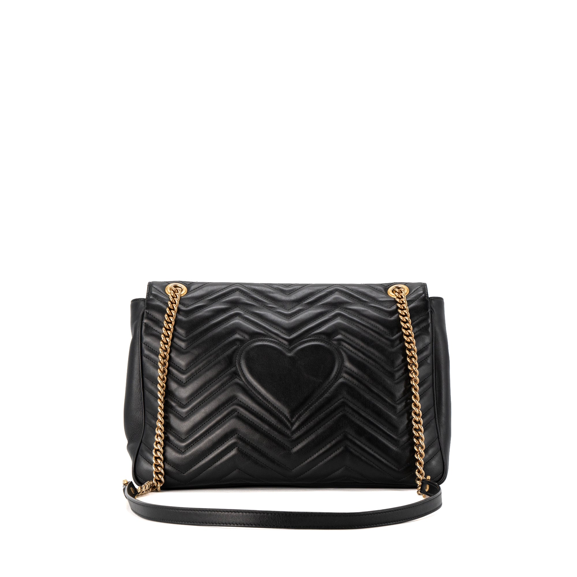 GUCCI - Sac à bandoulière GG Marmont GM Gucci en cuir lisse noir