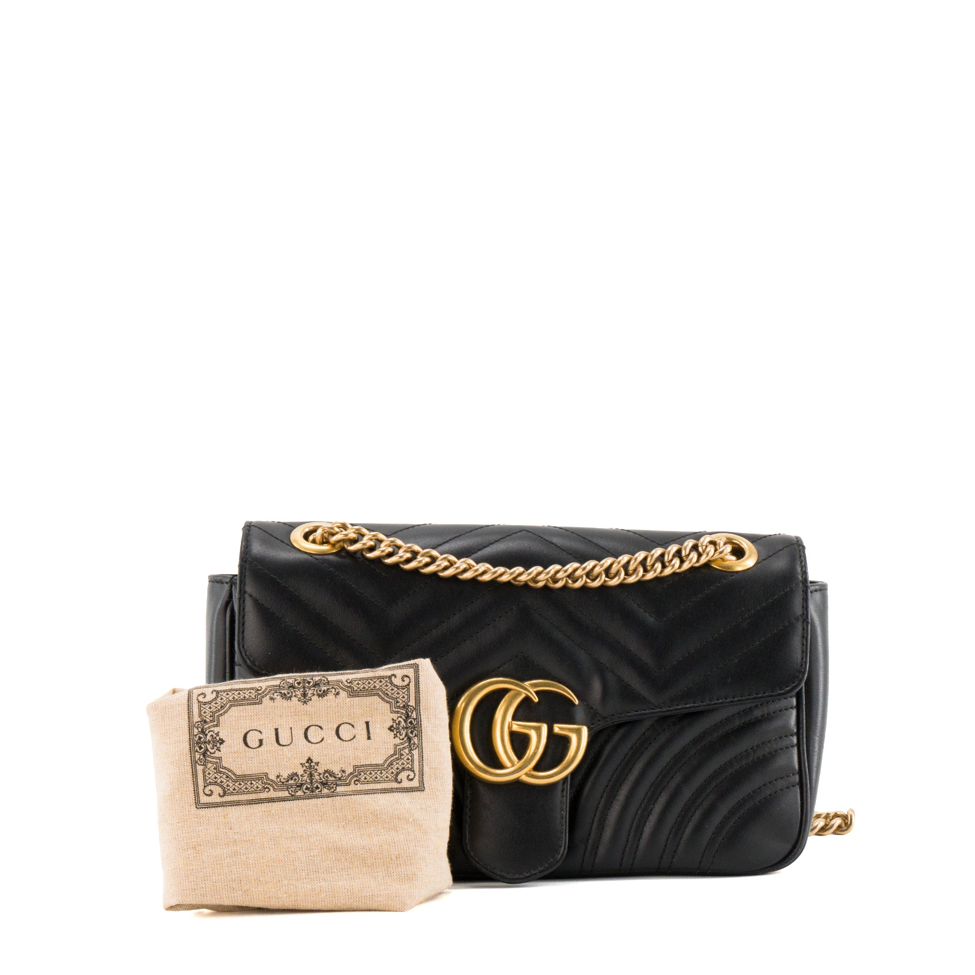 GUCCI - Sac à bandoulière GG Marmont Gucci en cuir lisse noir