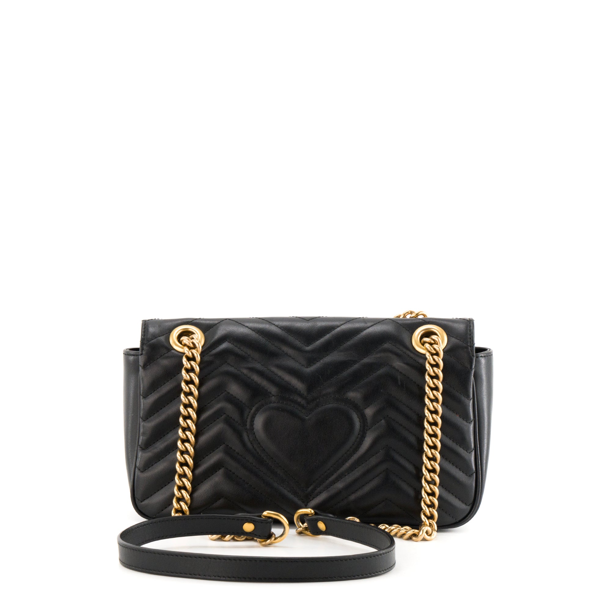 GUCCI - Sac à bandoulière GG Marmont Gucci en cuir lisse noir