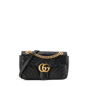 GUCCI - Sac à bandoulière GG Marmont Gucci en cuir lisse noir
