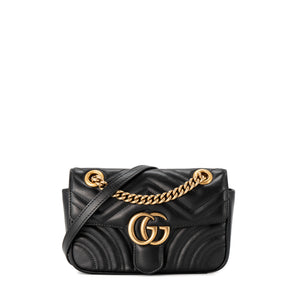 GUCCI - Sac à bandoulière GG Marmont Gucci en cuir lisse noir