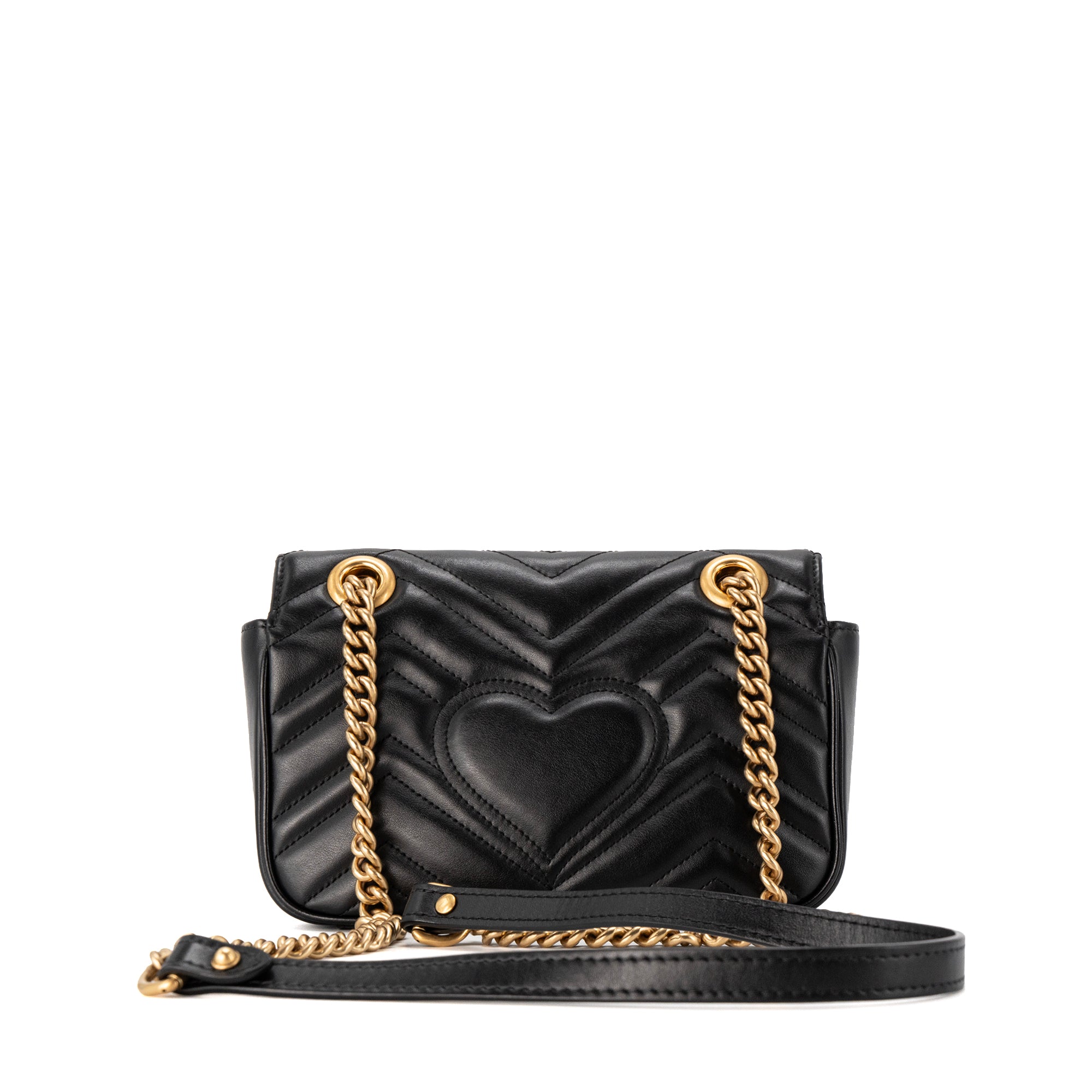GUCCI - Sac à bandoulière GG Marmont Gucci en cuir lisse noir