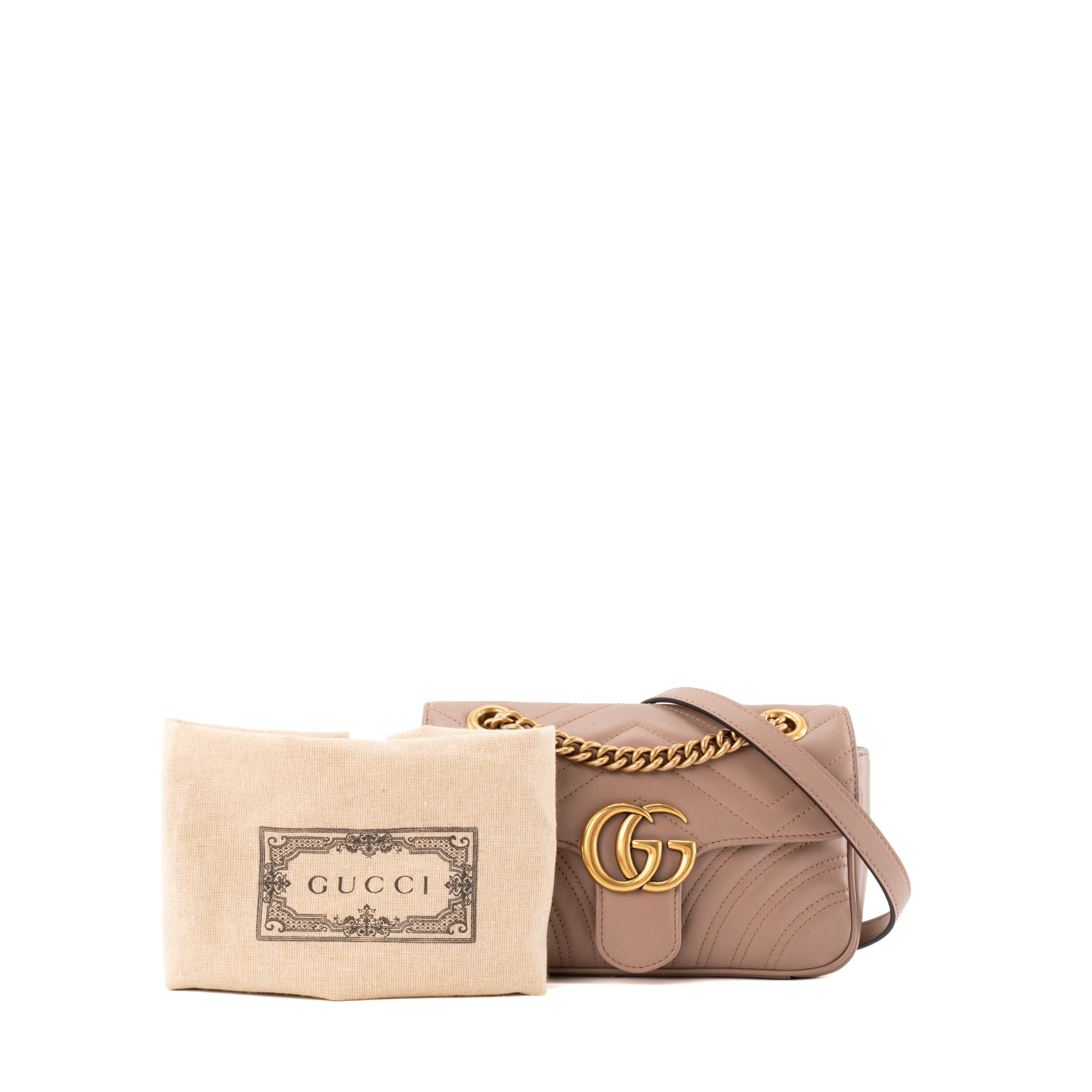 GUCCI - Sac à bandoulière GG Marmont Gucci en cuir lisse rose