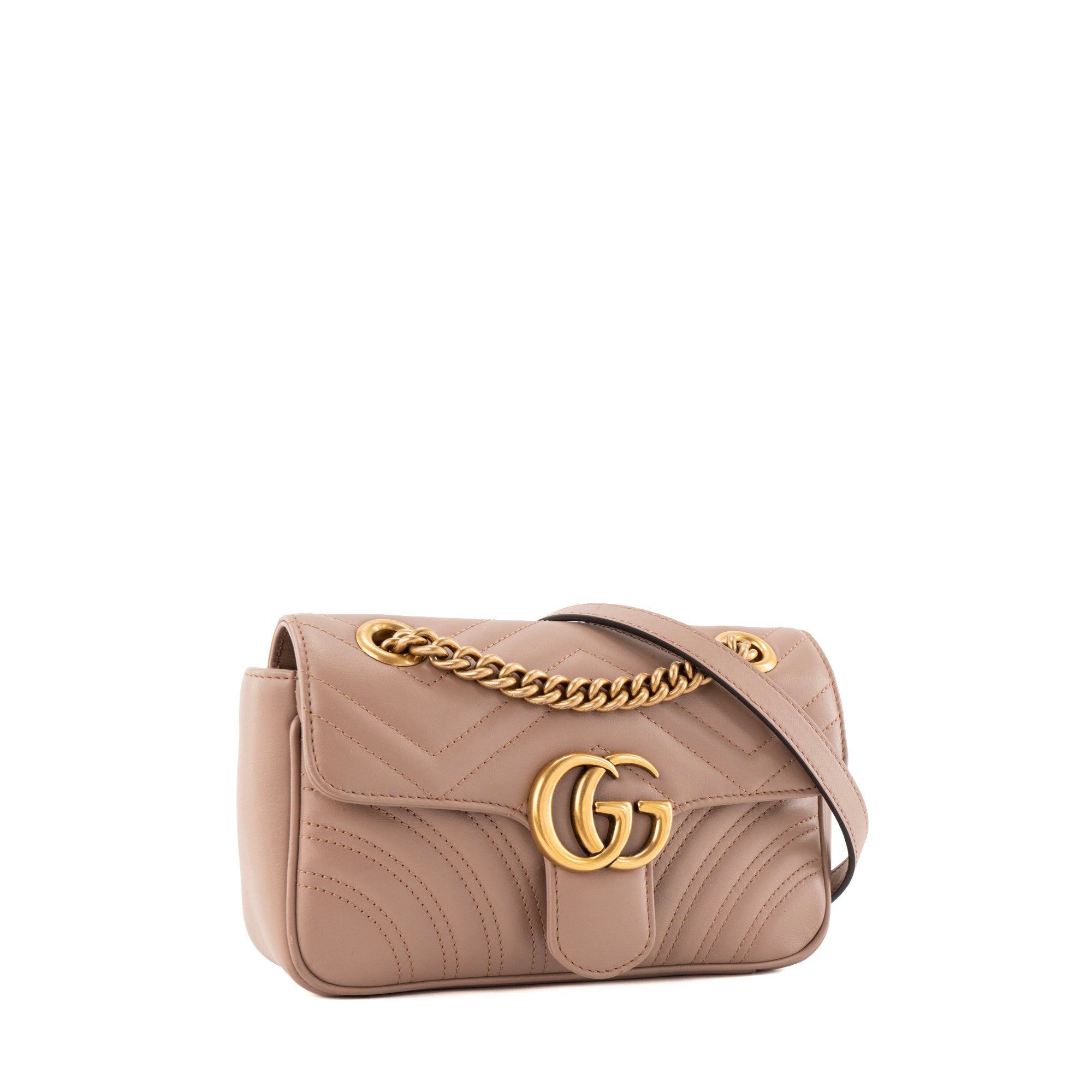 GUCCI - Sac à bandoulière GG Marmont Gucci en cuir lisse rose