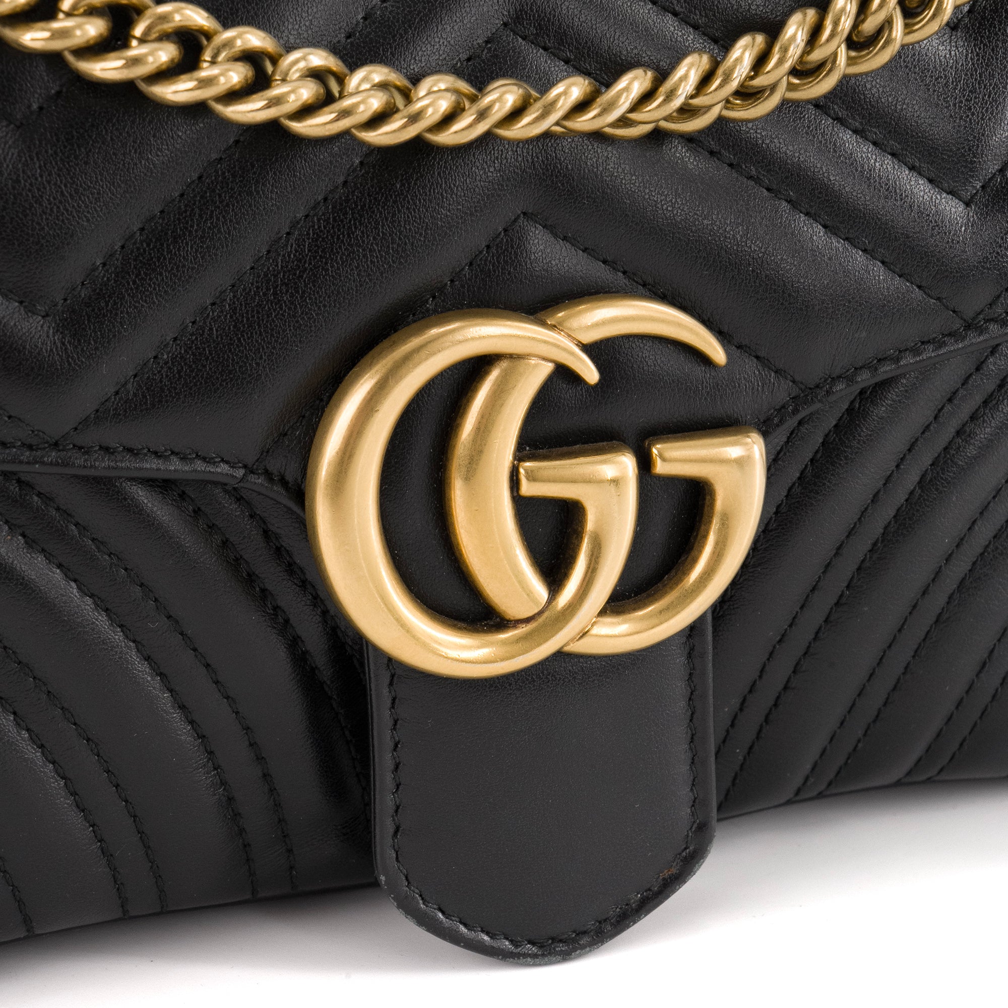 GUCCI - Sac à bandoulière GG Marmont Gucci en cuir noir