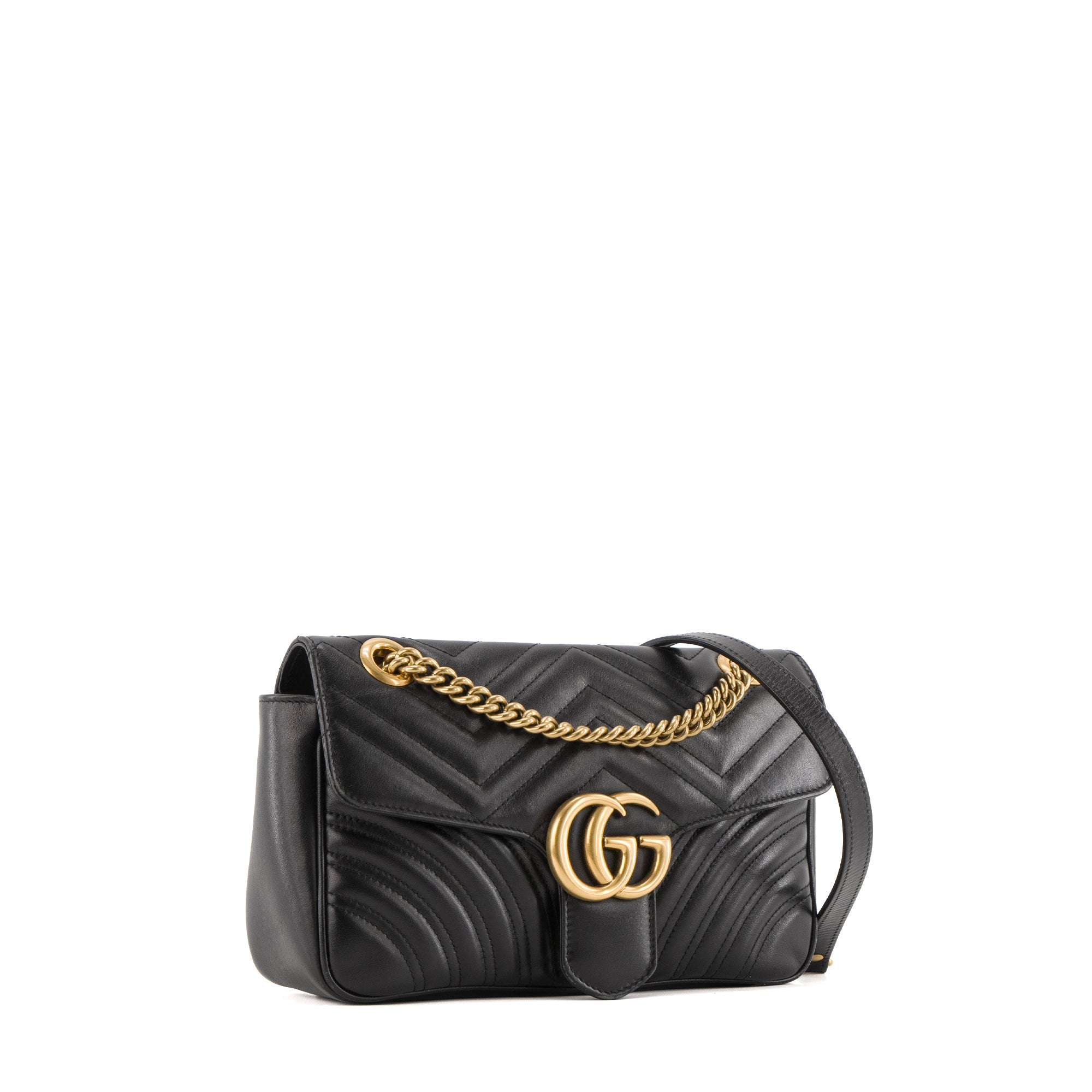 GUCCI - Sac à bandoulière GG Marmont Gucci en cuir noir