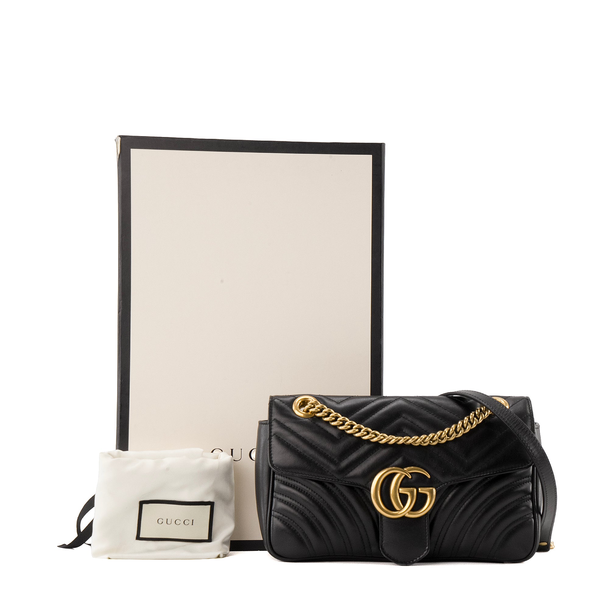 GUCCI - Sac à bandoulière GG Marmont Gucci en cuir noir