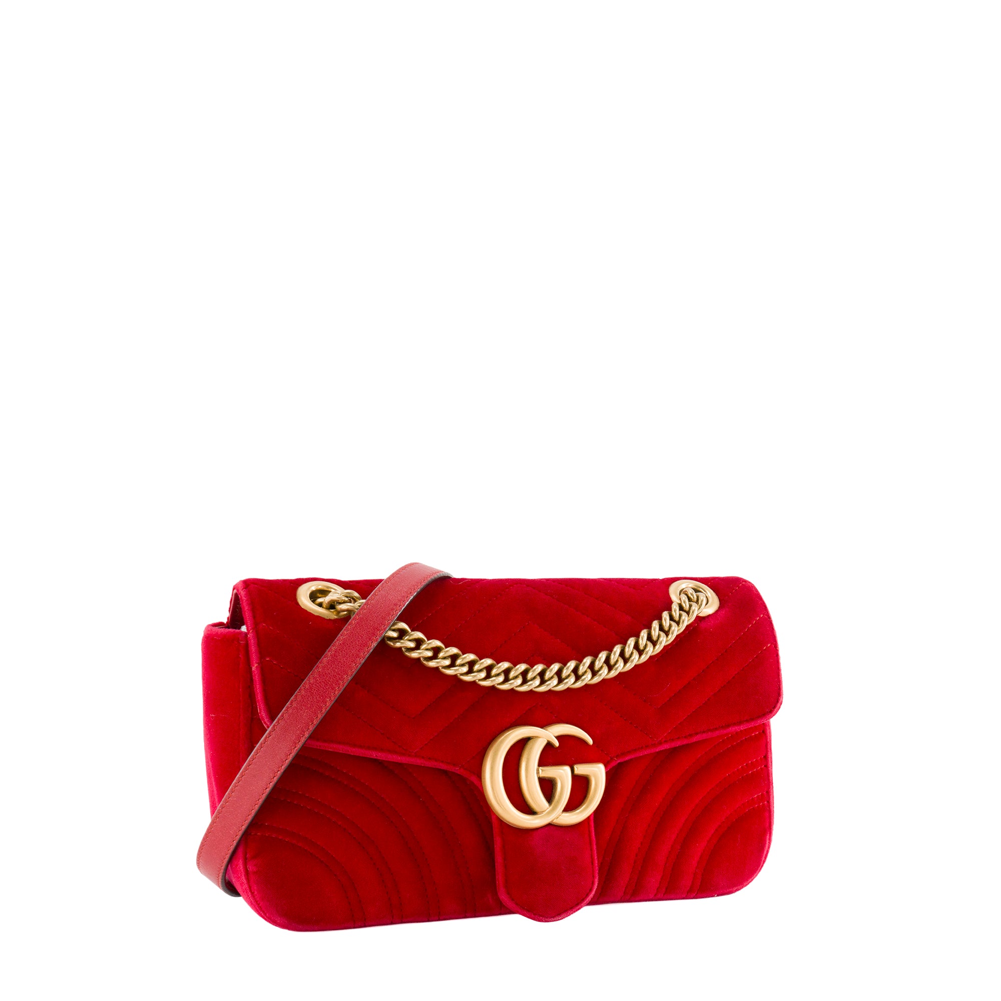 GUCCI - Sac à bandoulière GG Marmont Medium Gucci en velours rouge
