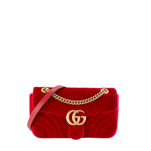 GUCCI - Sac à bandoulière GG Marmont Medium Gucci en velours rouge