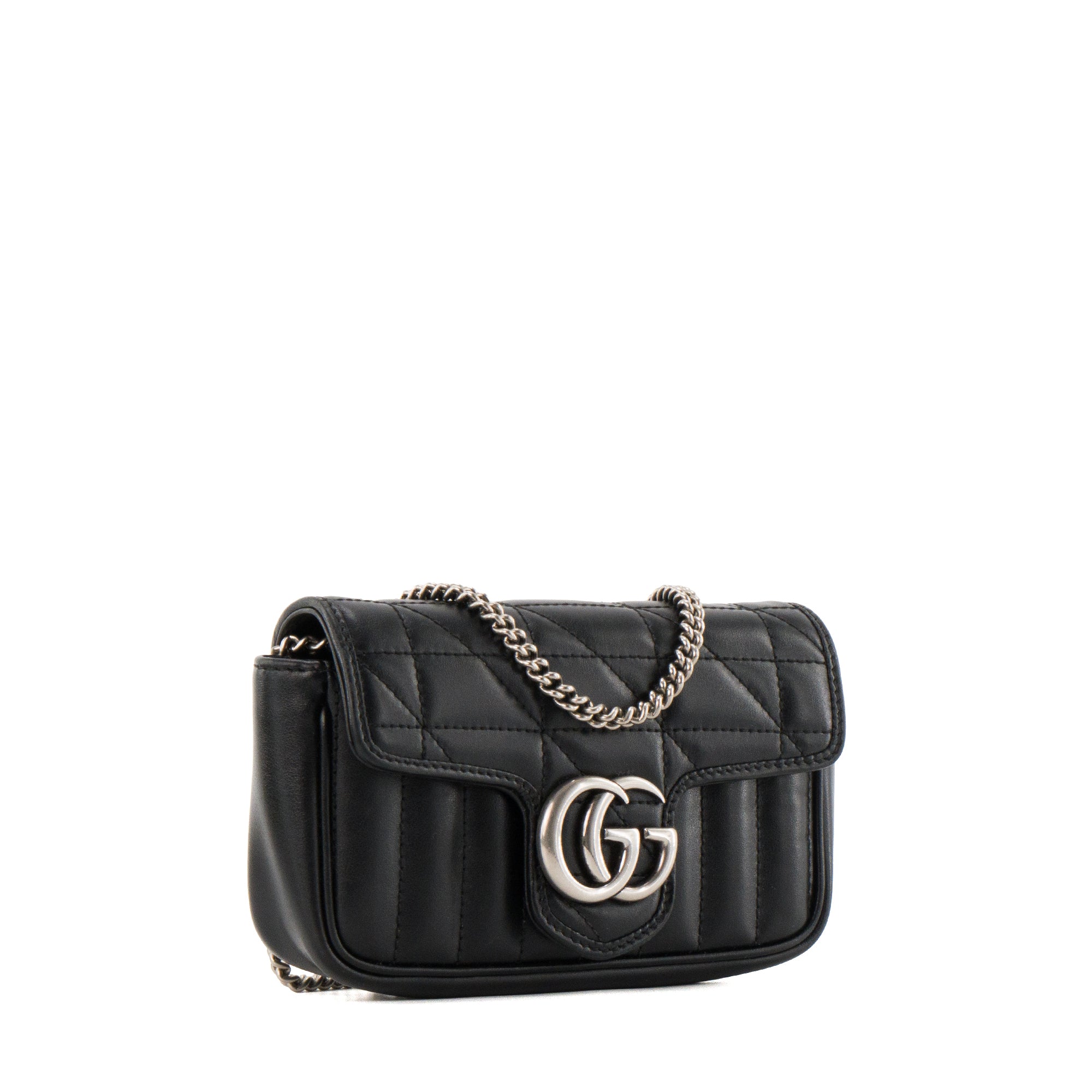 GUCCI - Sac à bandoulière GG Marmont Mini Gucci en cuir lisse noir