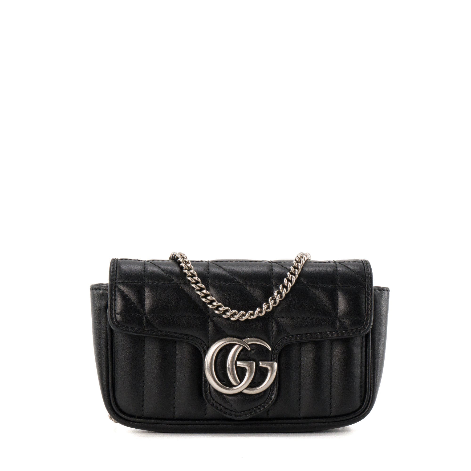 GUCCI - Sac à bandoulière GG Marmont Mini Gucci en cuir lisse noir